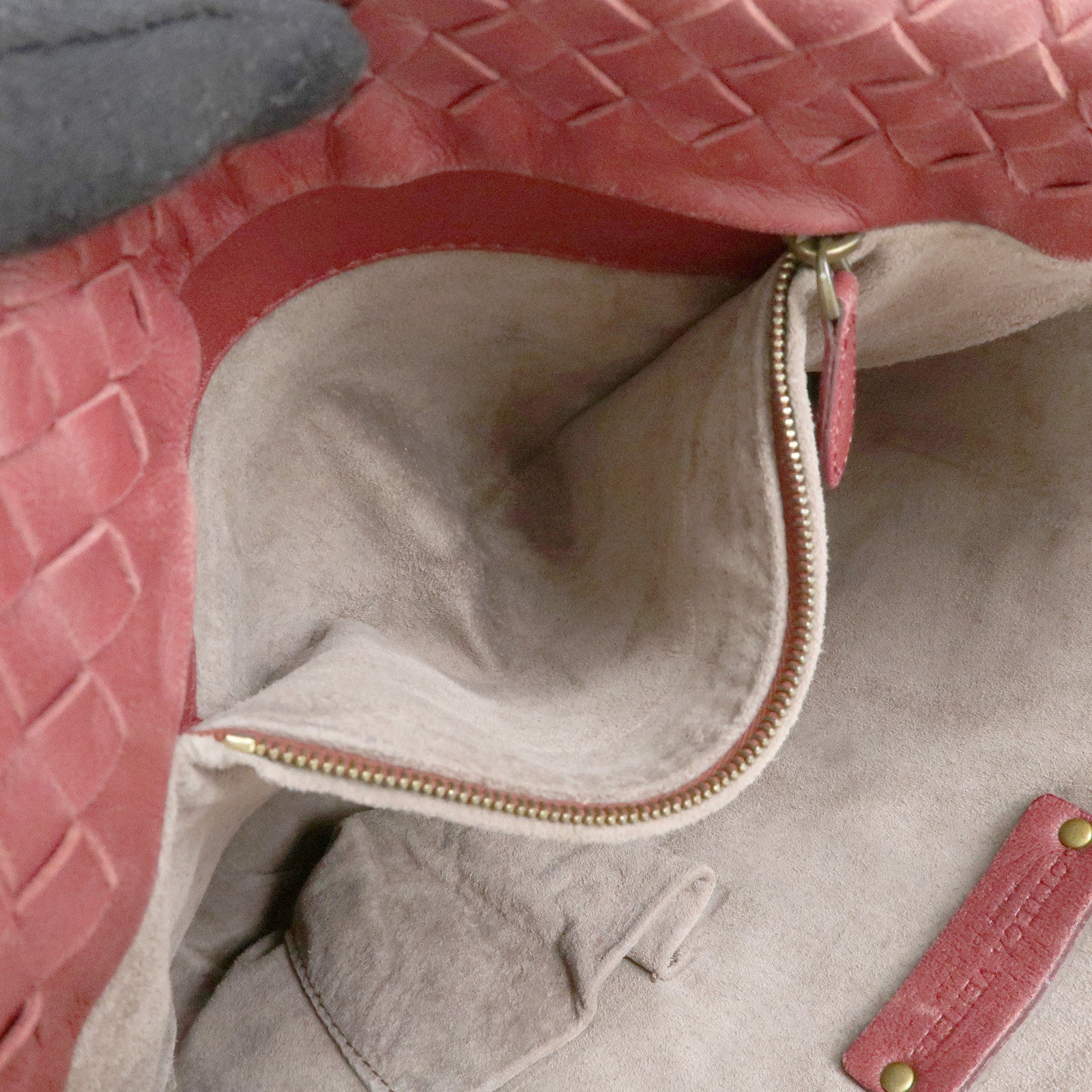 BOTTEGA VENETA Intrecciato Leather Tote Hand Bag Red Brown162937