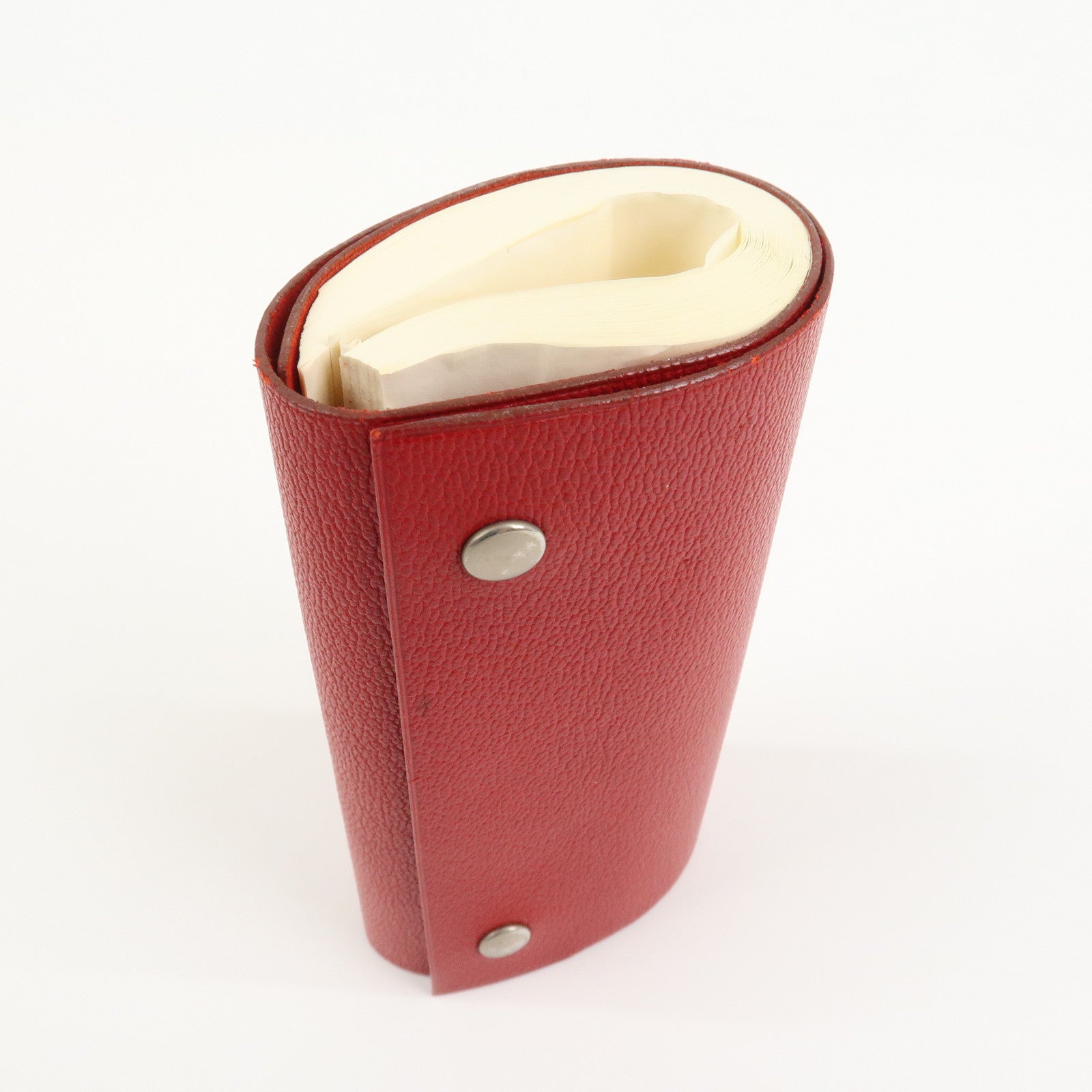 HERMES Cahier Rouleaul Leather Notebook Cover Red