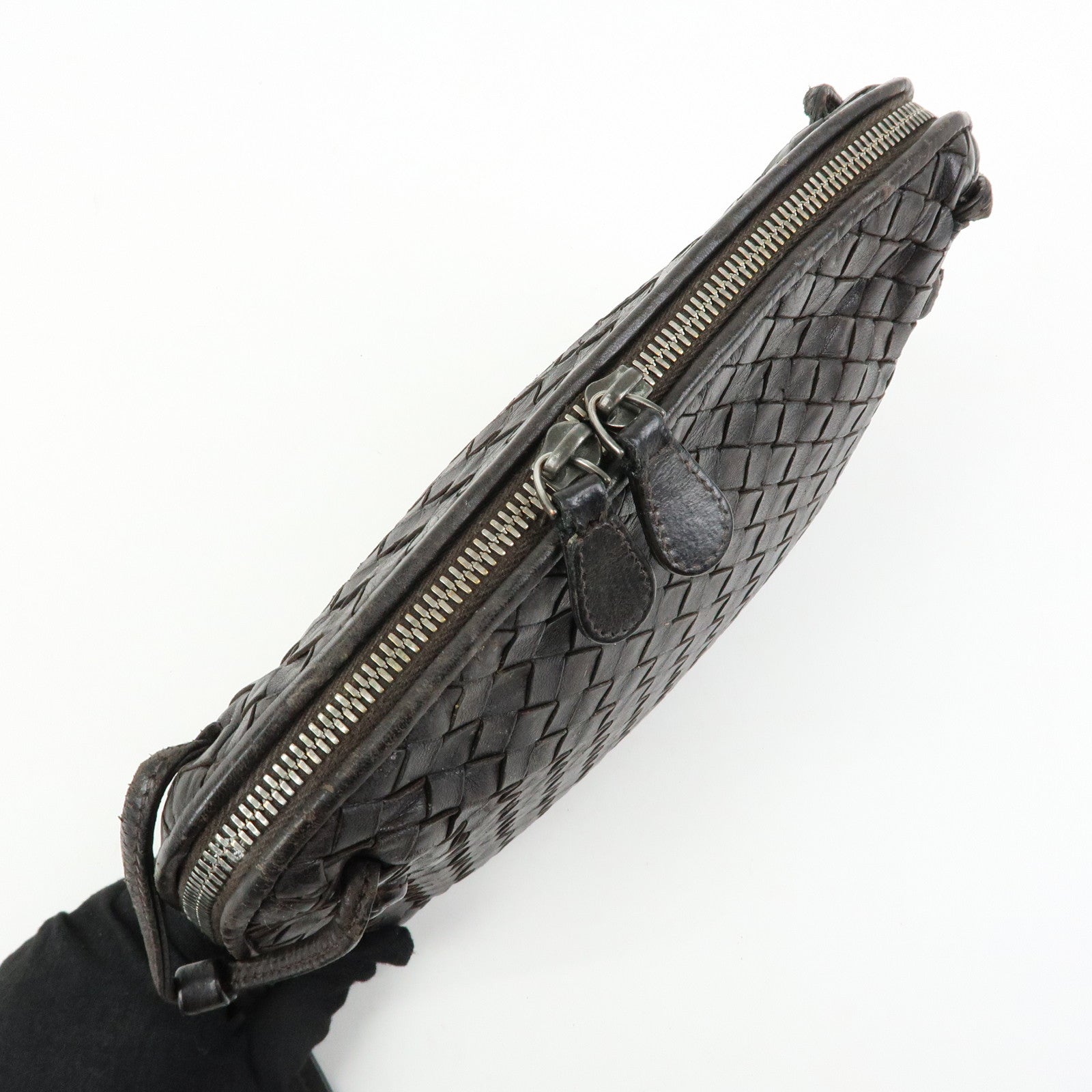 BOTTEGA VENETA Intrecciato Nodini Leather Shoulder Bag Brown 245354