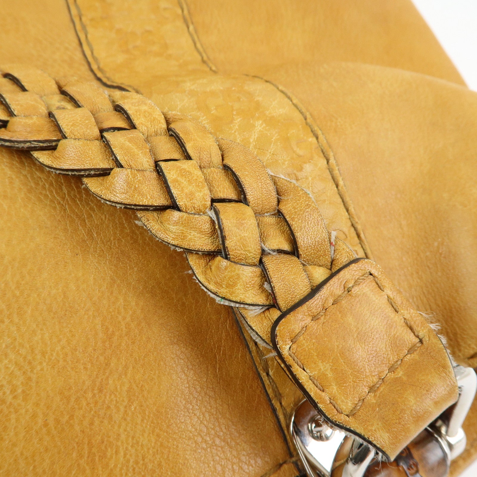 GUCCI Bamboo Bar Guccissima Leather Tote Bag Mustard 232947
