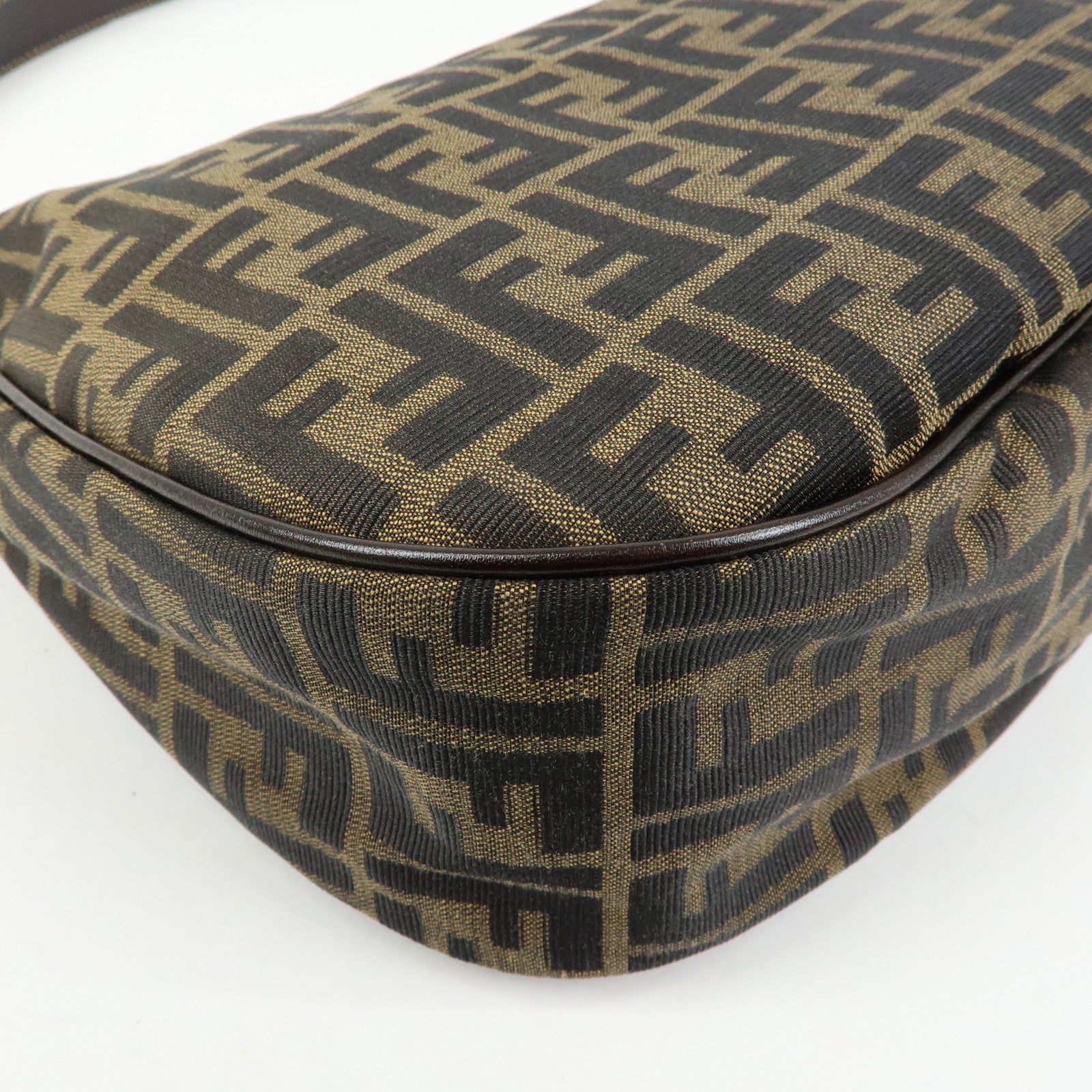 FENDI Zucca Canvas Leather Shoulder Bag Hand Bag Brown 83152390981