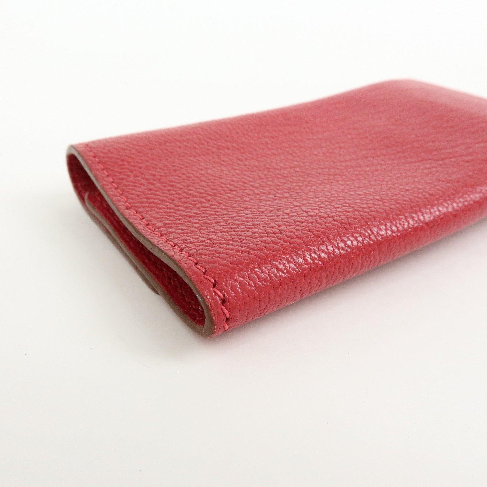 HERMES Sellier Etui Cles 4 Chevre Leather Key Case Key Holder Pink