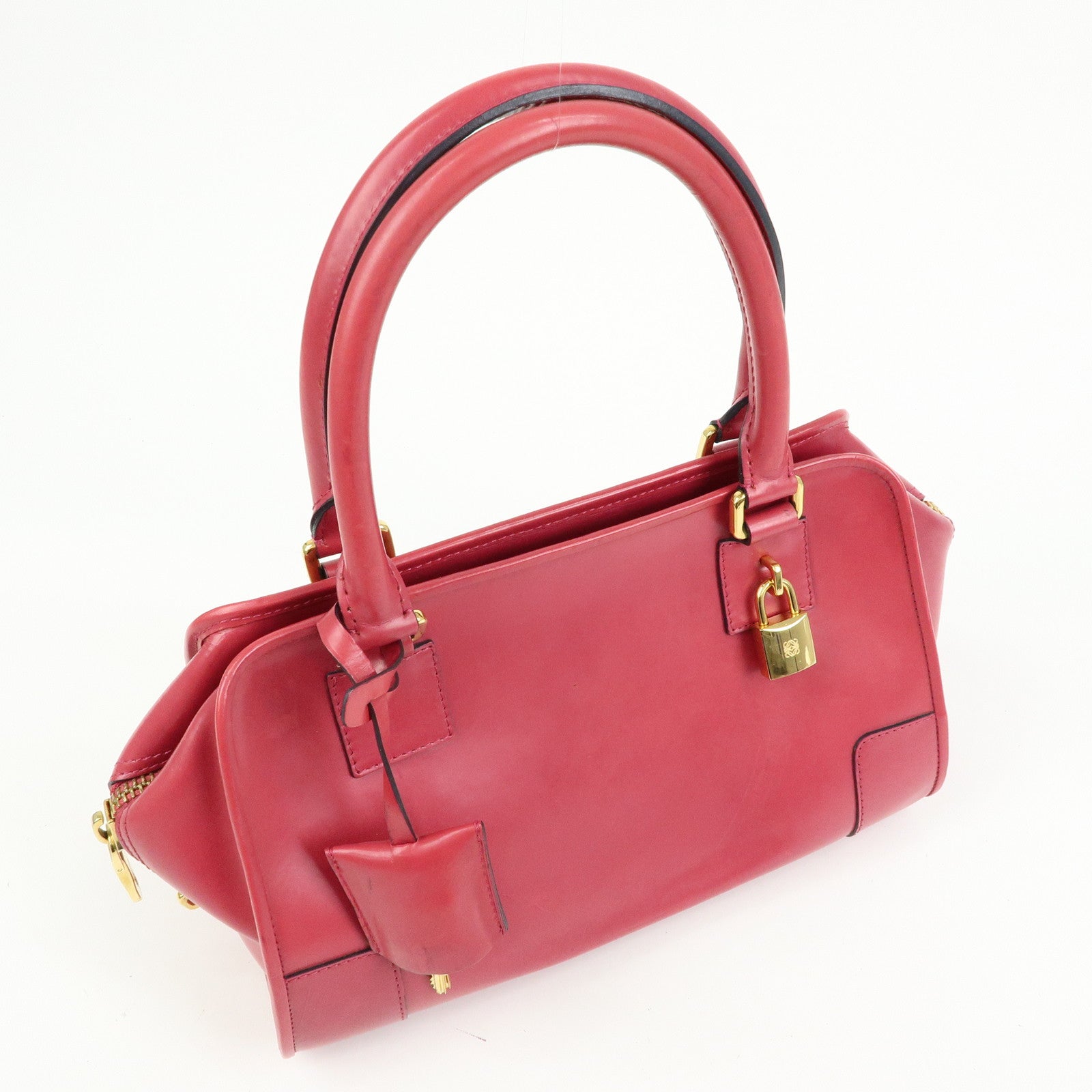LOEWE Anagram Leather Amazona 28 Hand Bag Boston Bag Pink