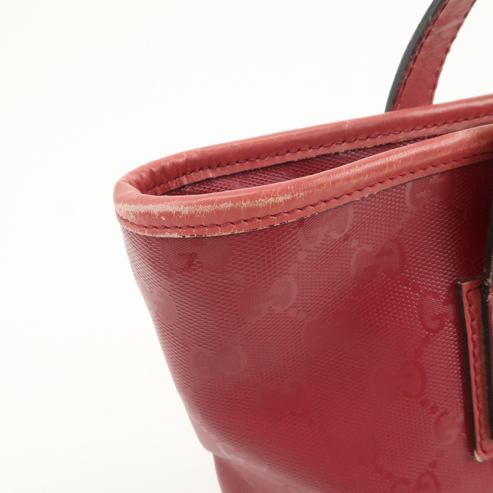 GUCCI Logo GG Imprime Leather Tote Bag Shoulder Bag Pink 211138