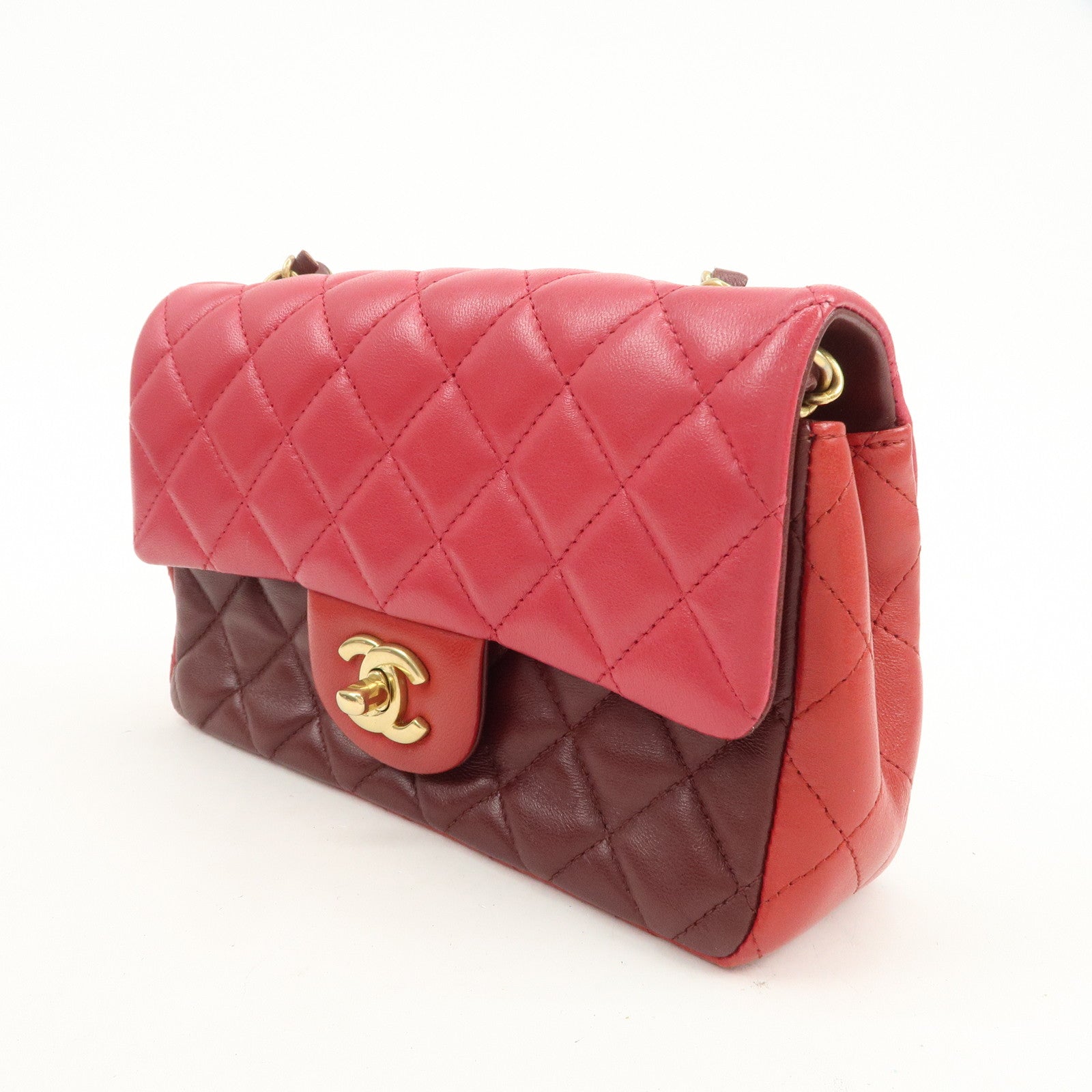CHANEL Mini Matelasse Lamb Skin Chain Shoulder Bag Red A69900