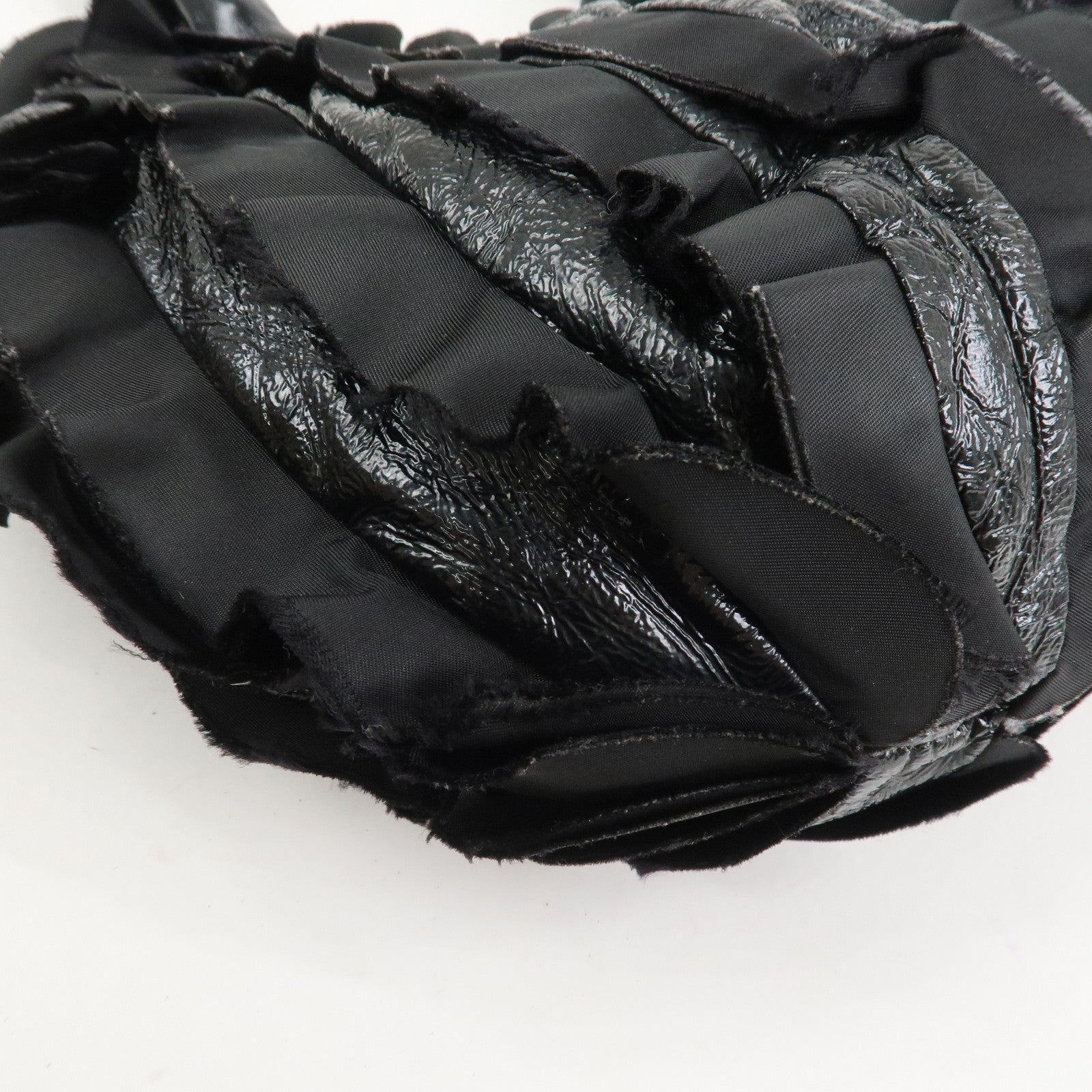 PRADA Patent Nylon Leather Shoulder Bag Hand Bag Black BR4176