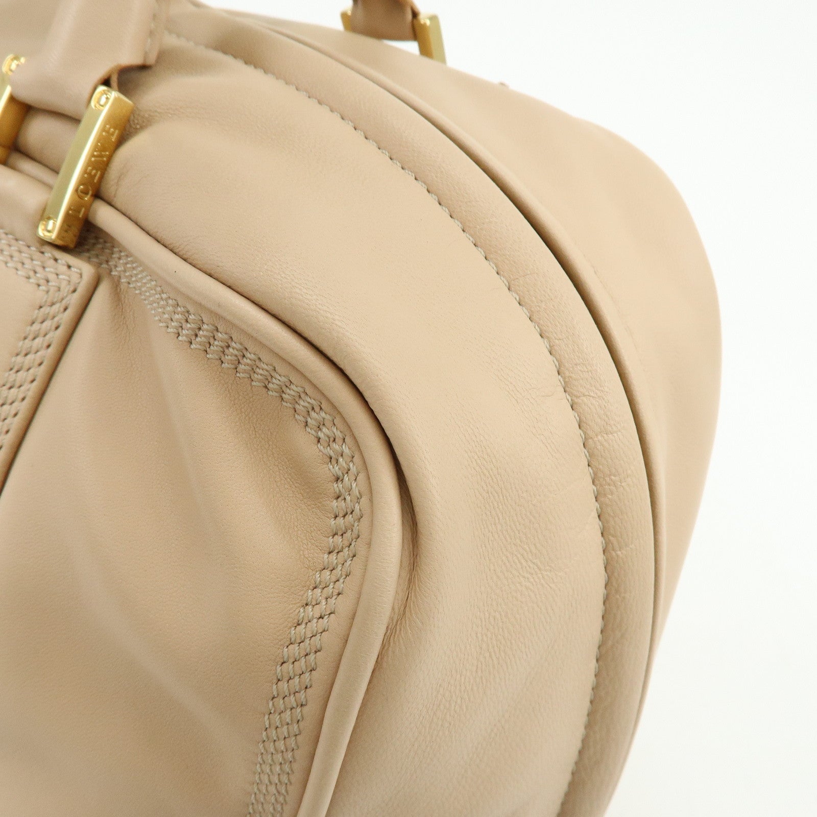 LOEWE Anagram Amazona 36 Nappa Leather Hand Bag Boston Bag Beige