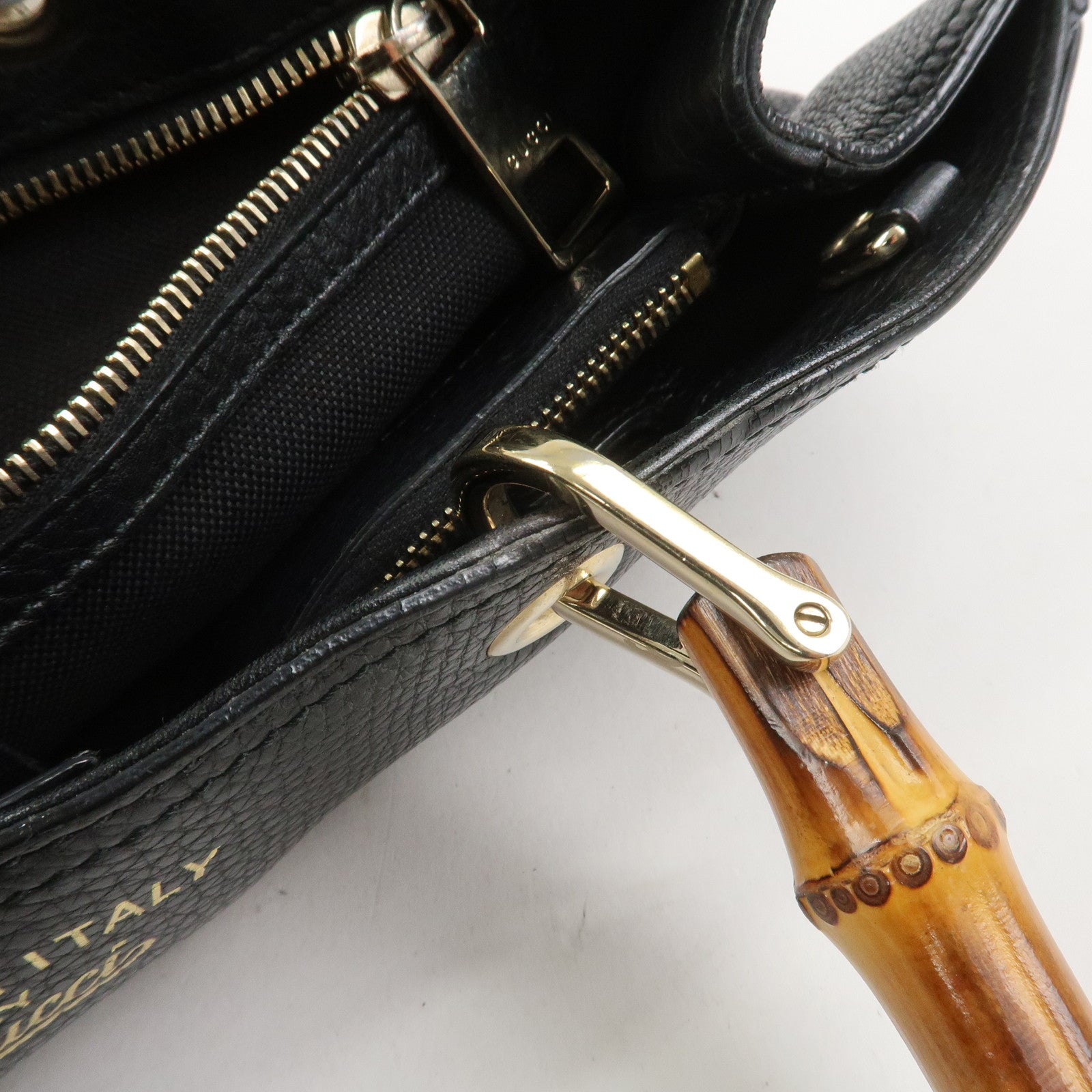 GUCCI Bamboo Shopper Medium 2Way Bag Shoulder Bag Black 323660