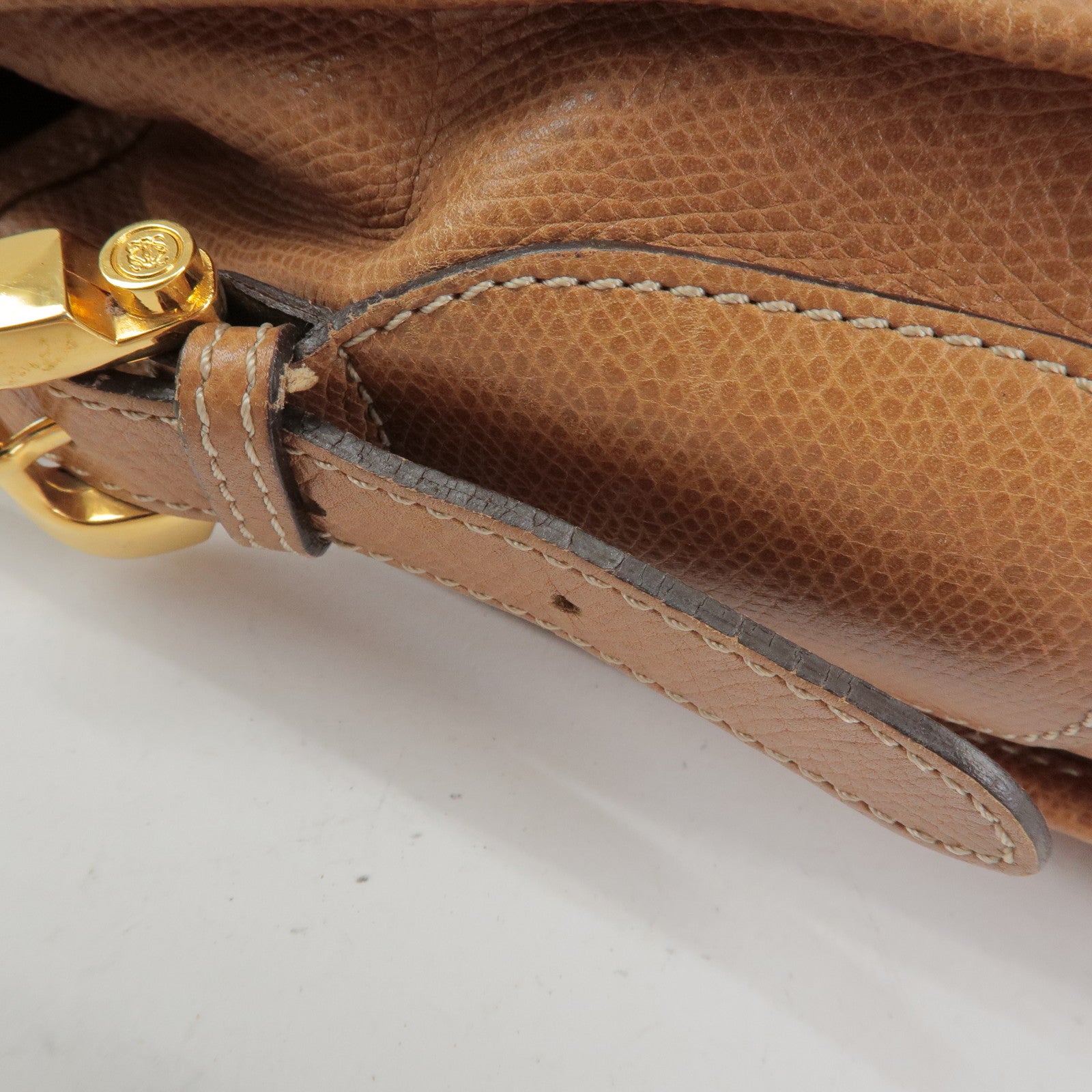 LOEWE Anagram Leather Shoulder Bag Crossbody Bag Brown