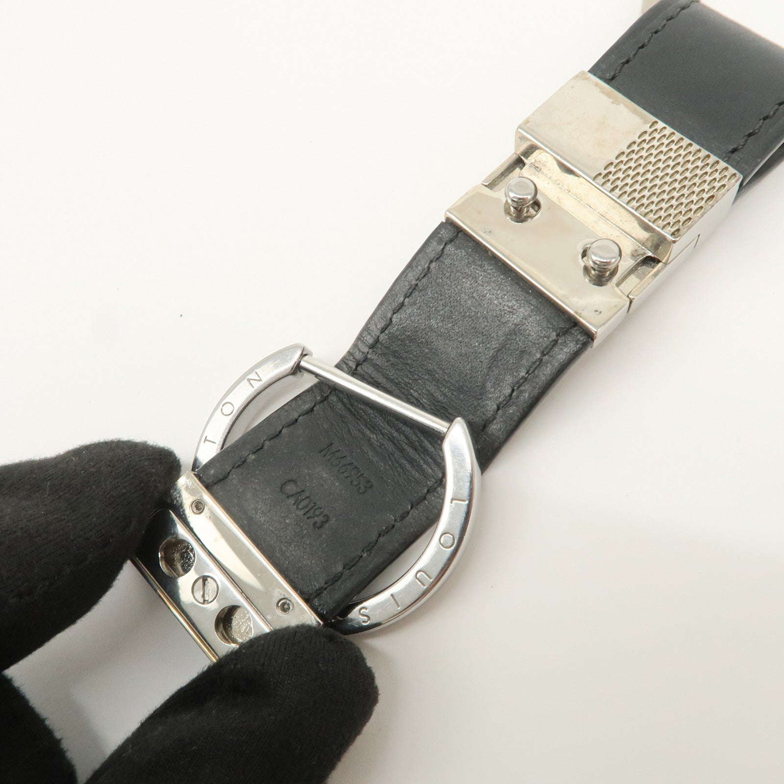 Louis Vuitton Damier Infini Metal Leather Bag Charm Black M66953