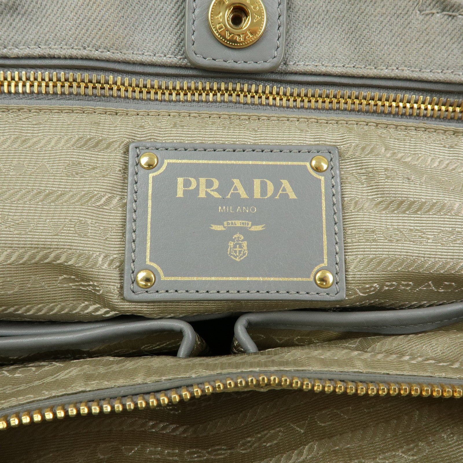 PRADA Canapa Canvas 2Way Bag Hand Bag Shoulder Bag Gray BN2069