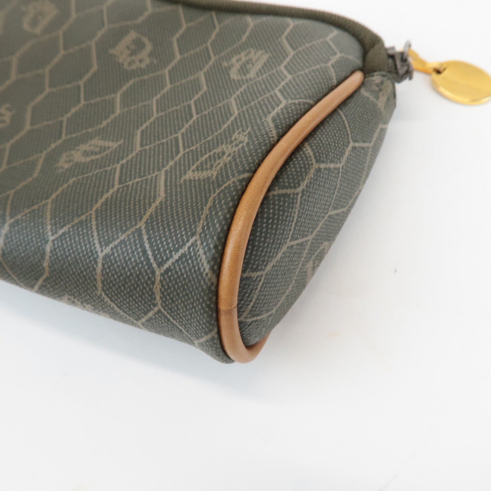 Chiristian Dior Honeycomb PVC Leather Pouch Brown