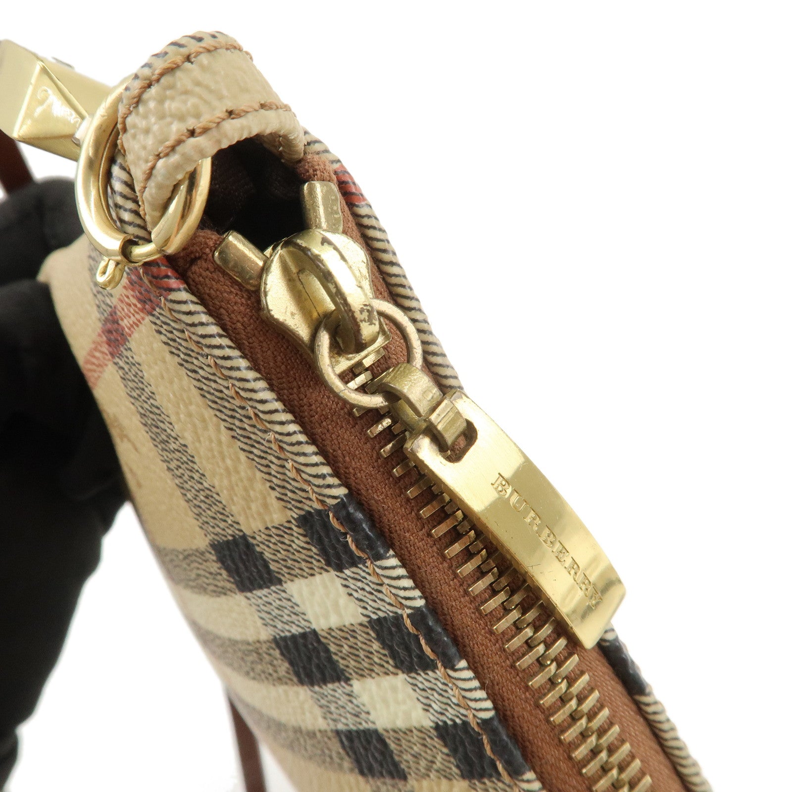 BURBERRY Nova Plaid PVC Shoulder Bag Hand Bag Beige Brown