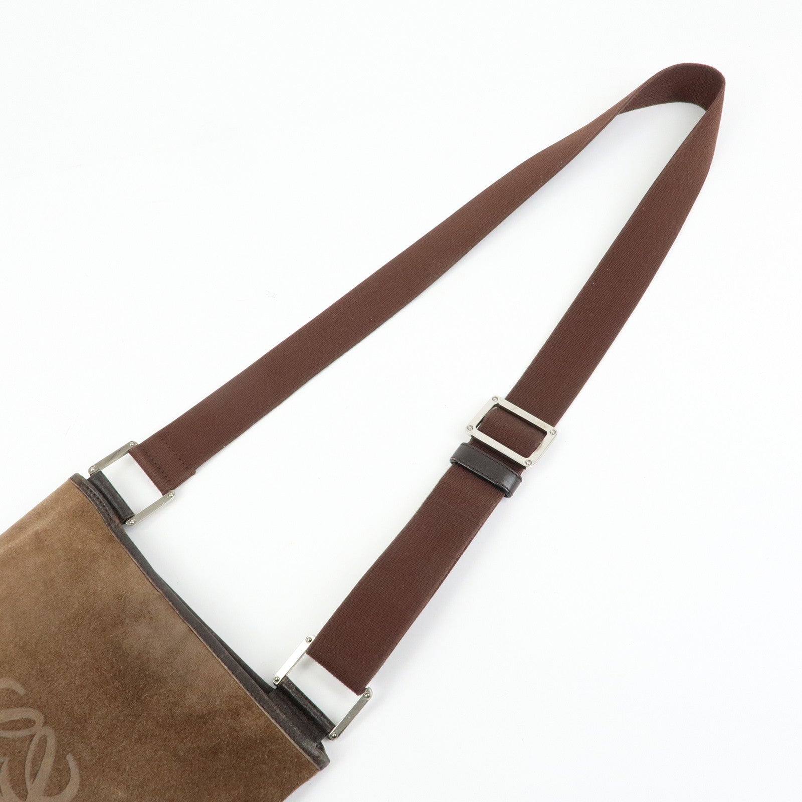LOEWE Anagram Suede Leather Shoulder Bag Crossbody Bag Brown