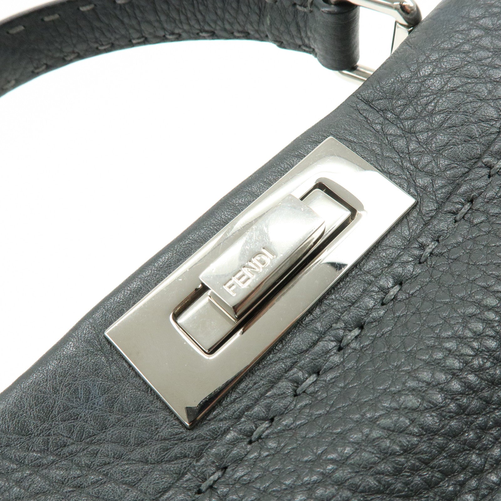 FENDI Selleria Peekaboo Calf Leather 2Way Shoulder Hand Bag 8BN226