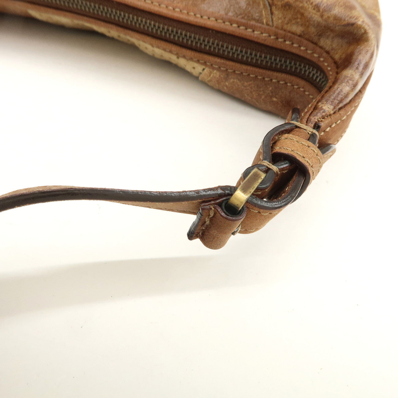Christian Dior Leather Shoulder Bag Hand Bag Brown Beige