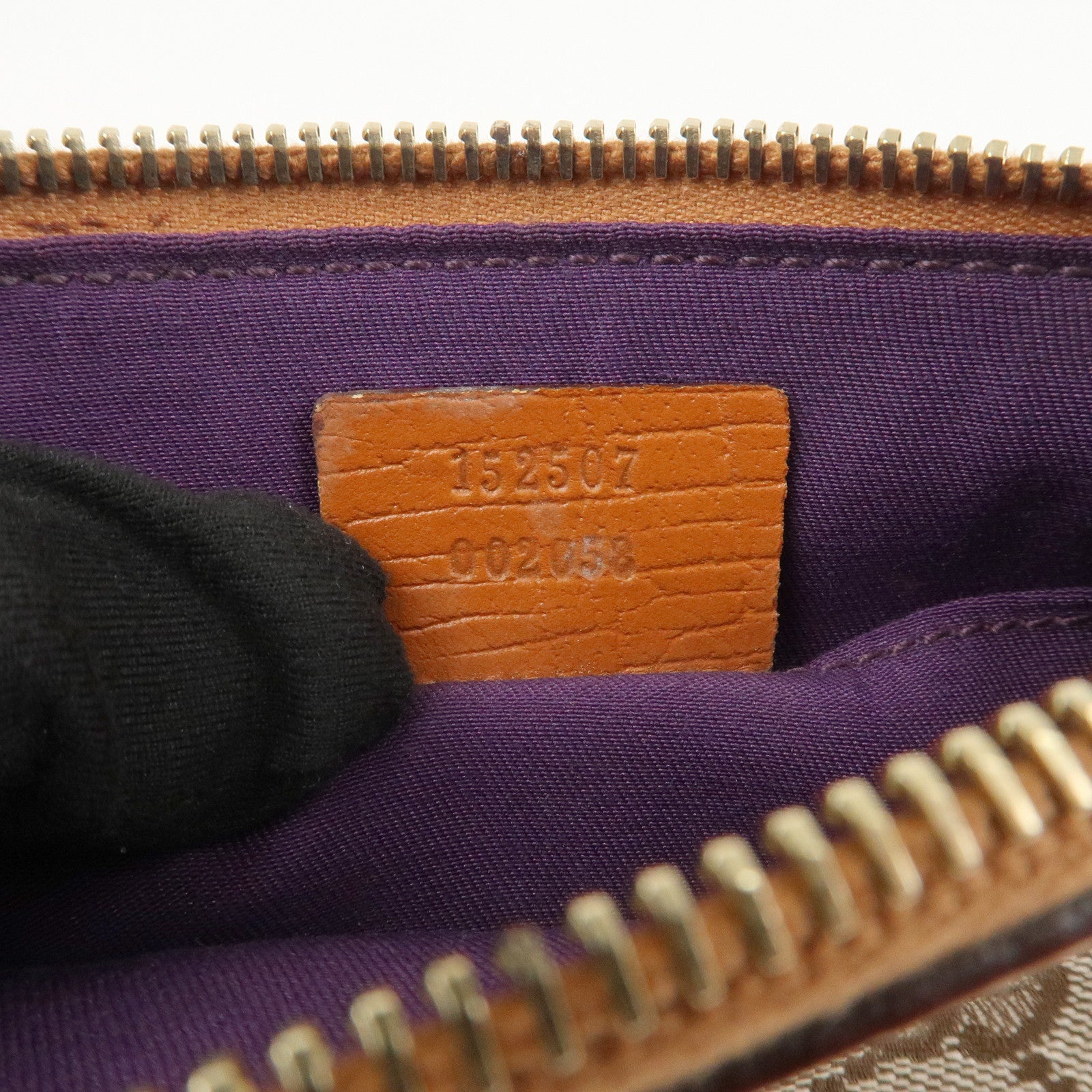 GUCCI Sherry GG Canvas Leather Pouch Cosmetic Pouch Brown 152507