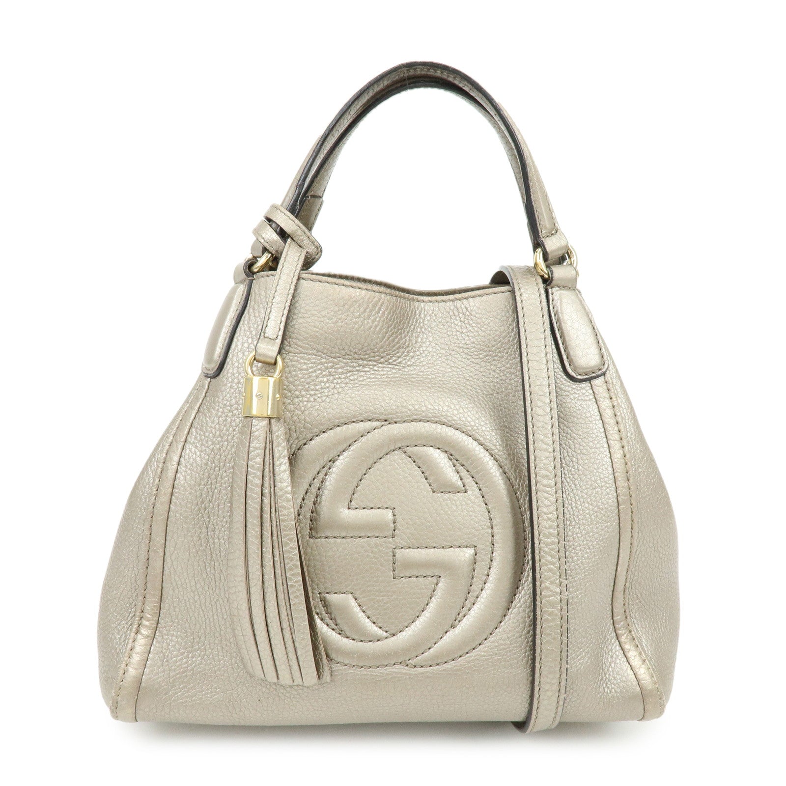 GUCCI SOHO Interlocking G 2Way Bag Hand Bag Champaign Gold 336751