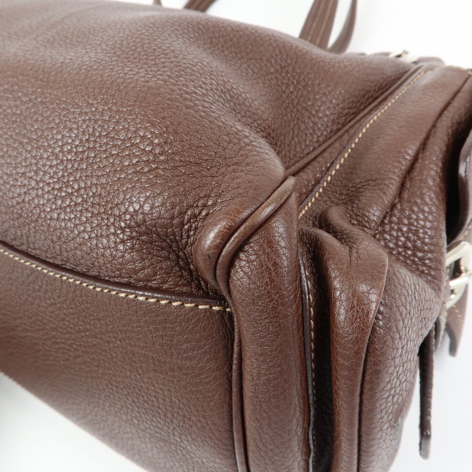 PRADA Vitello Daino Leather Shoulder Bag Tote Bag Brown BR3250