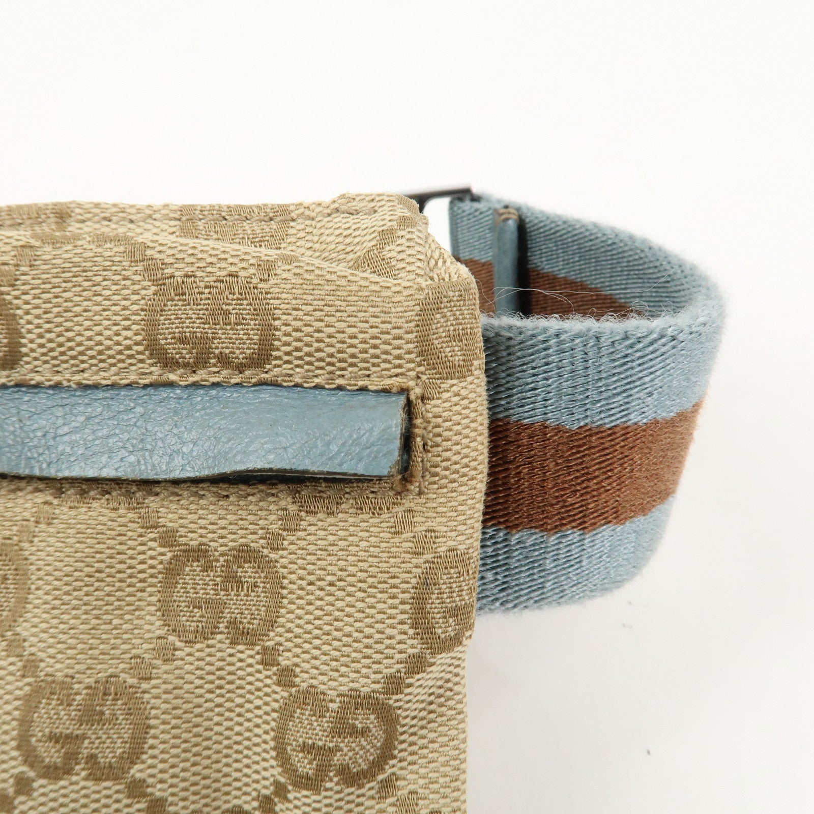 GUCCI Sherry GG Monogram Canvas Leather Body Bag Waist Pouch 162962