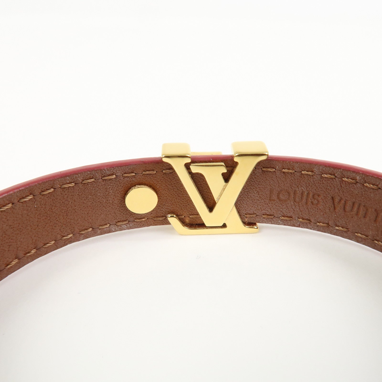 Louis Vuitton Iconic Leather Metal Bracelet Rouge Red M8106