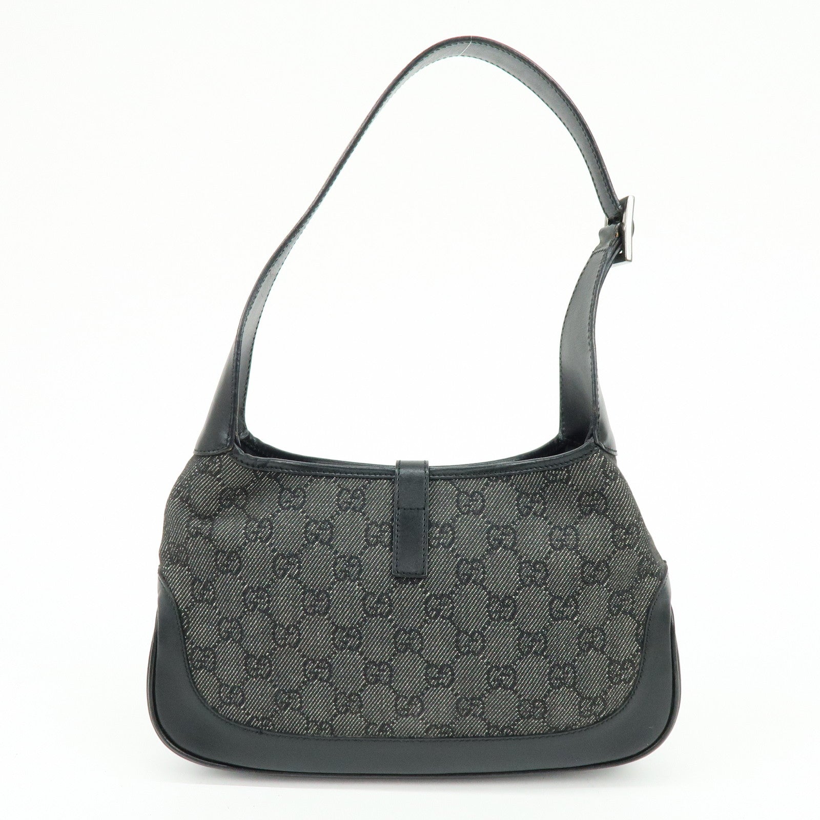 GUCCI Jackie GG Canvas Leather Shoulder Bag Hand Bag Black 01147