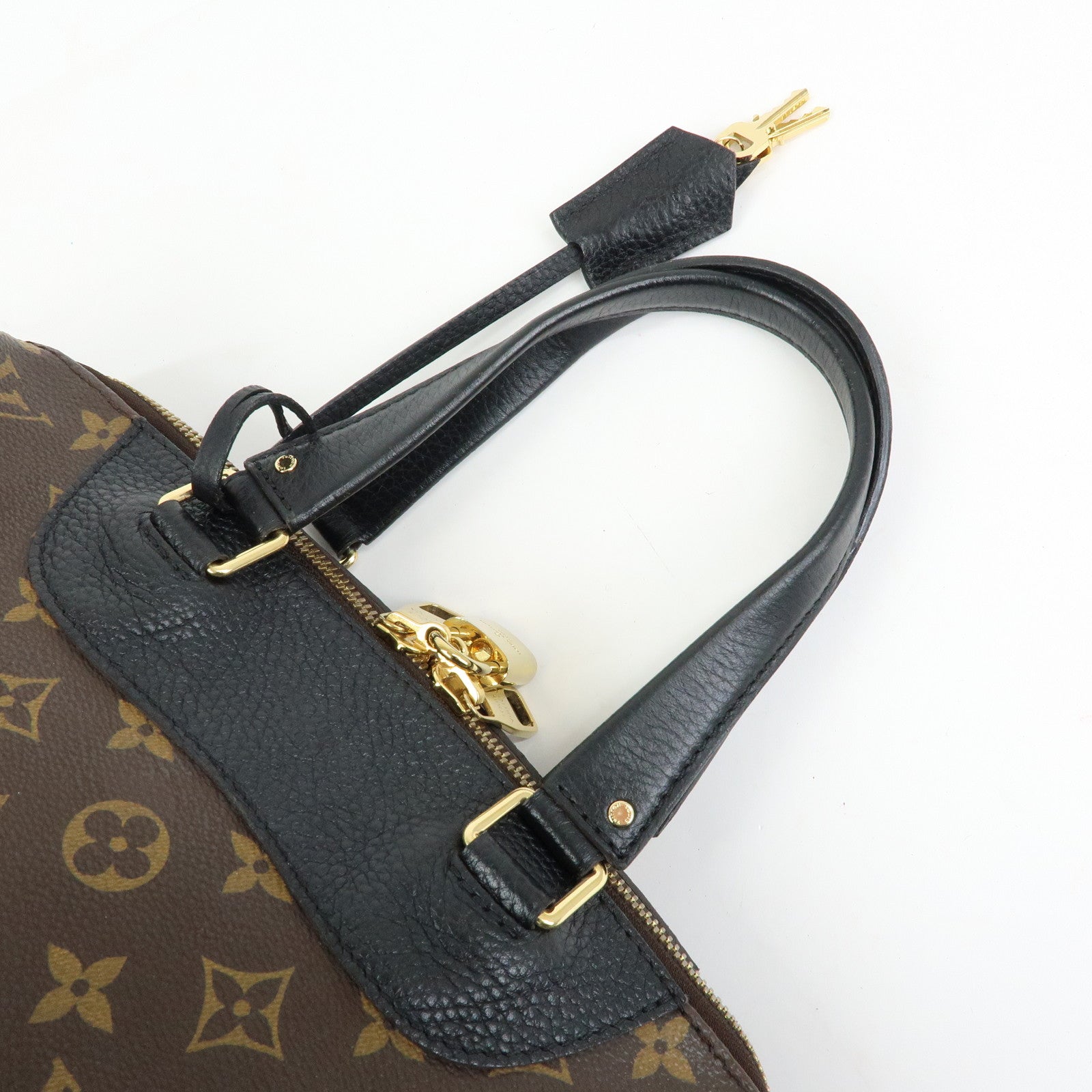 Louis Vuitton Monogram Canvas Leather Retiro Hand Bag Brown M50058