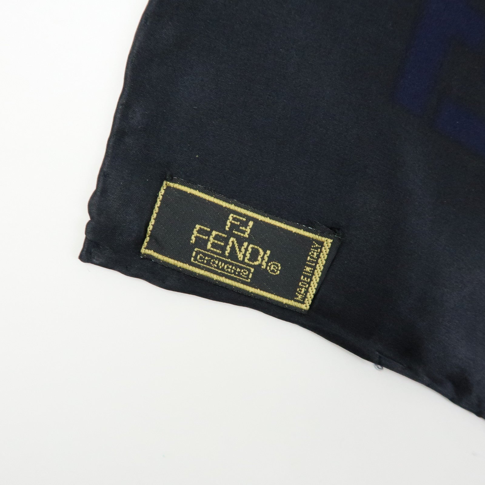 FENDI Zucca Silk 100% Scarf Navy Black
