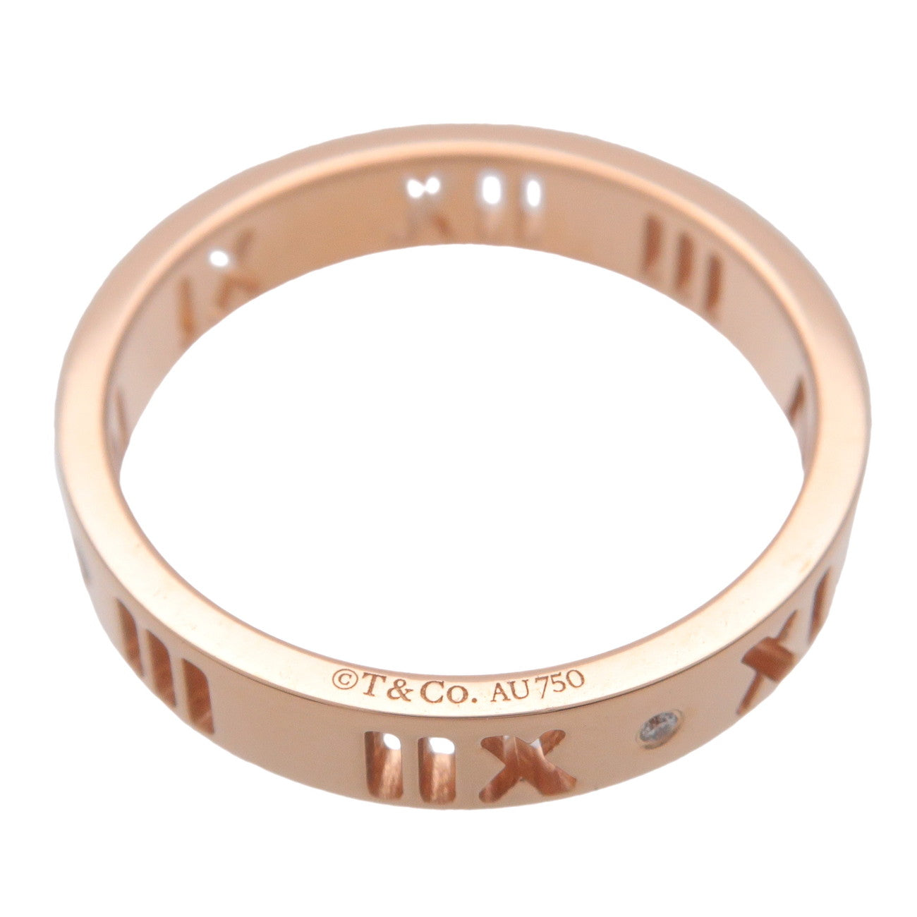 Tiffany & Co Pierced Atlas 4P Diamond Ring K18PG 750PG #11.5