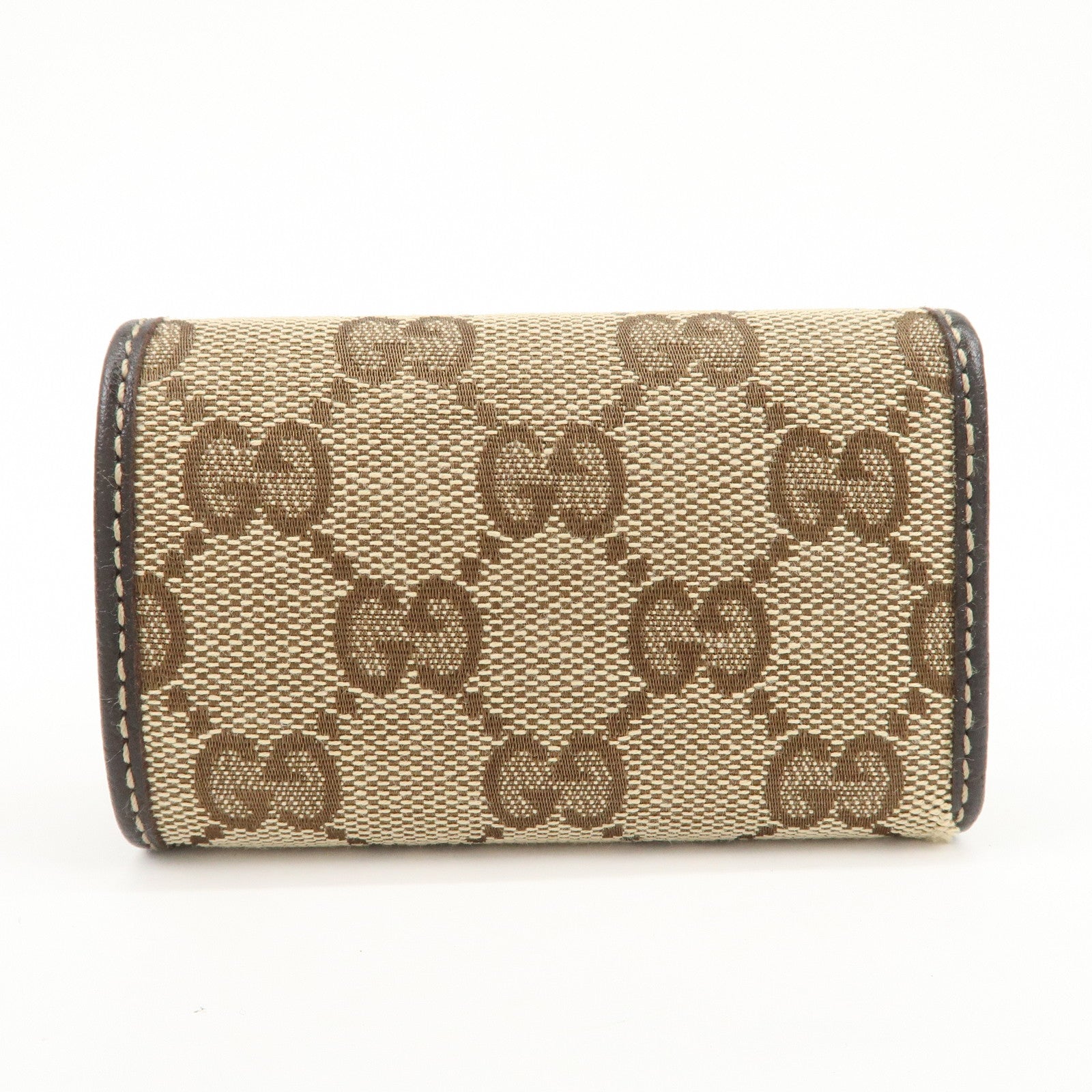 GUCCI Princy Sherry GG Canvas Leather 6 Rings Key Case Brown 162770