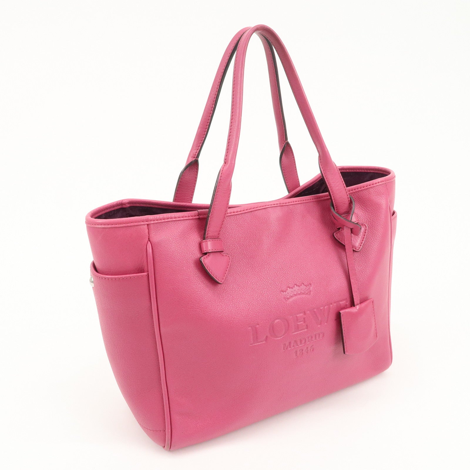 LOEWE Heritage Leather Tote Bag Hand Bag Shoulder Bag Pink