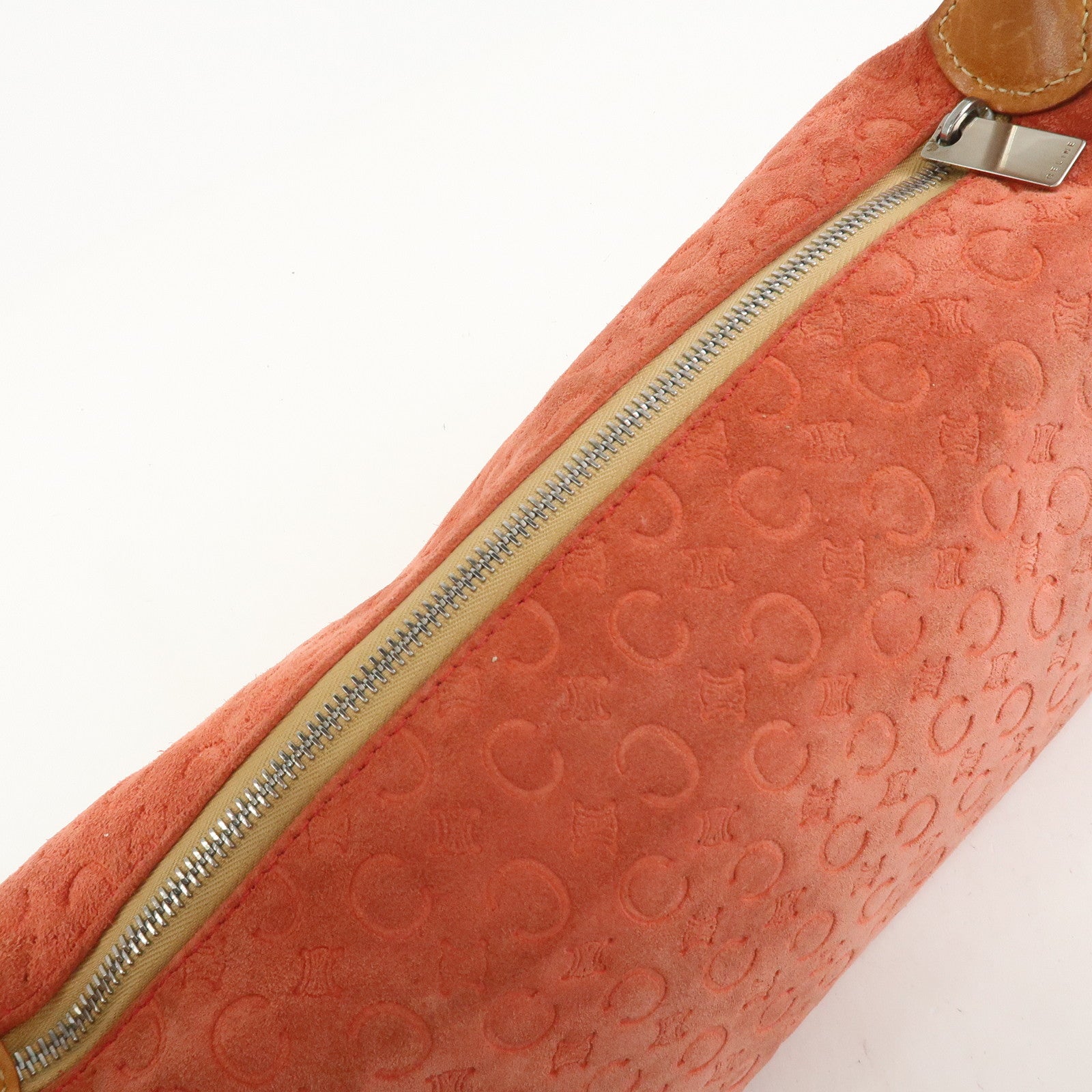 CELINE C Macadam Suede Shoulder Bag Hand Bag Red