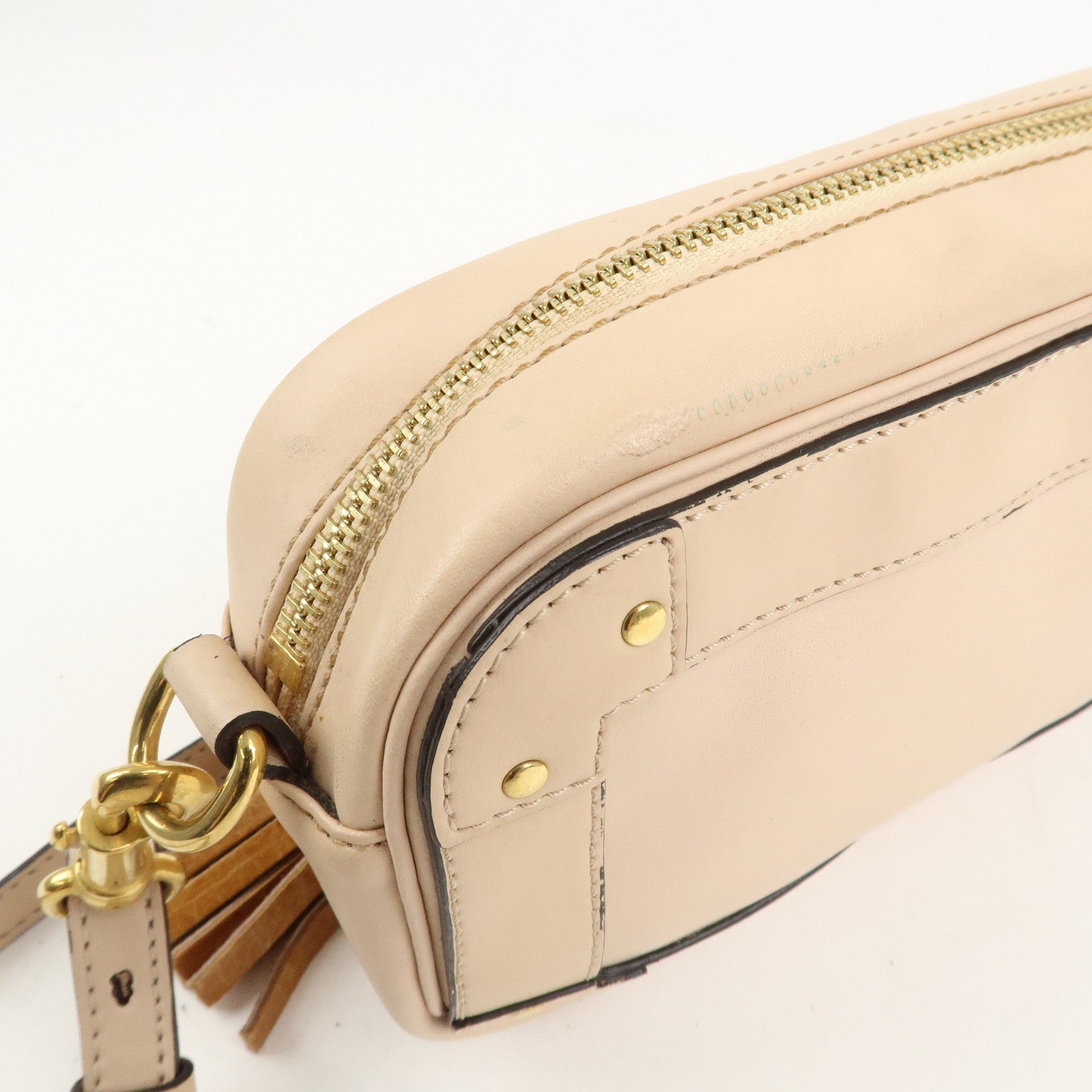 Chloe Eden Leather Tassel Shoulder Bag Pink Beige