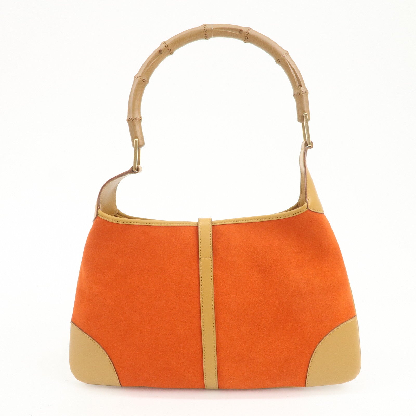 GUCCI Bamboo Suede Leather Shoulder Bag Orange 001・4060・002058