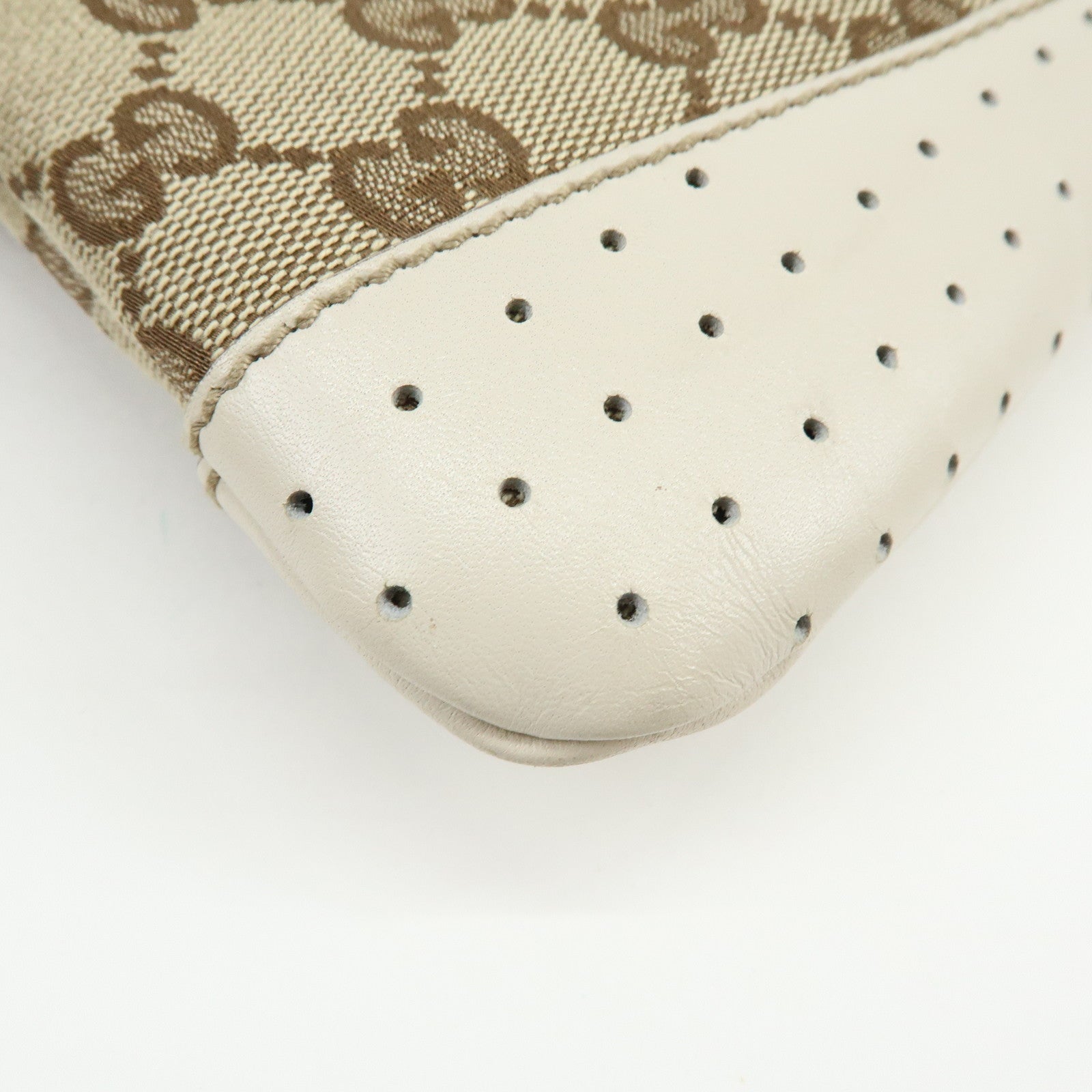 GUCCI GG Canvas Leather Shoulder Crossbody Bag Brown Ivory 147671