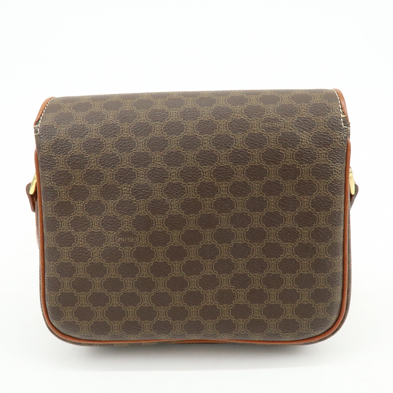 CELINE Macadam PVC Canvas Leather Shoulder Crossbody Bag Brown