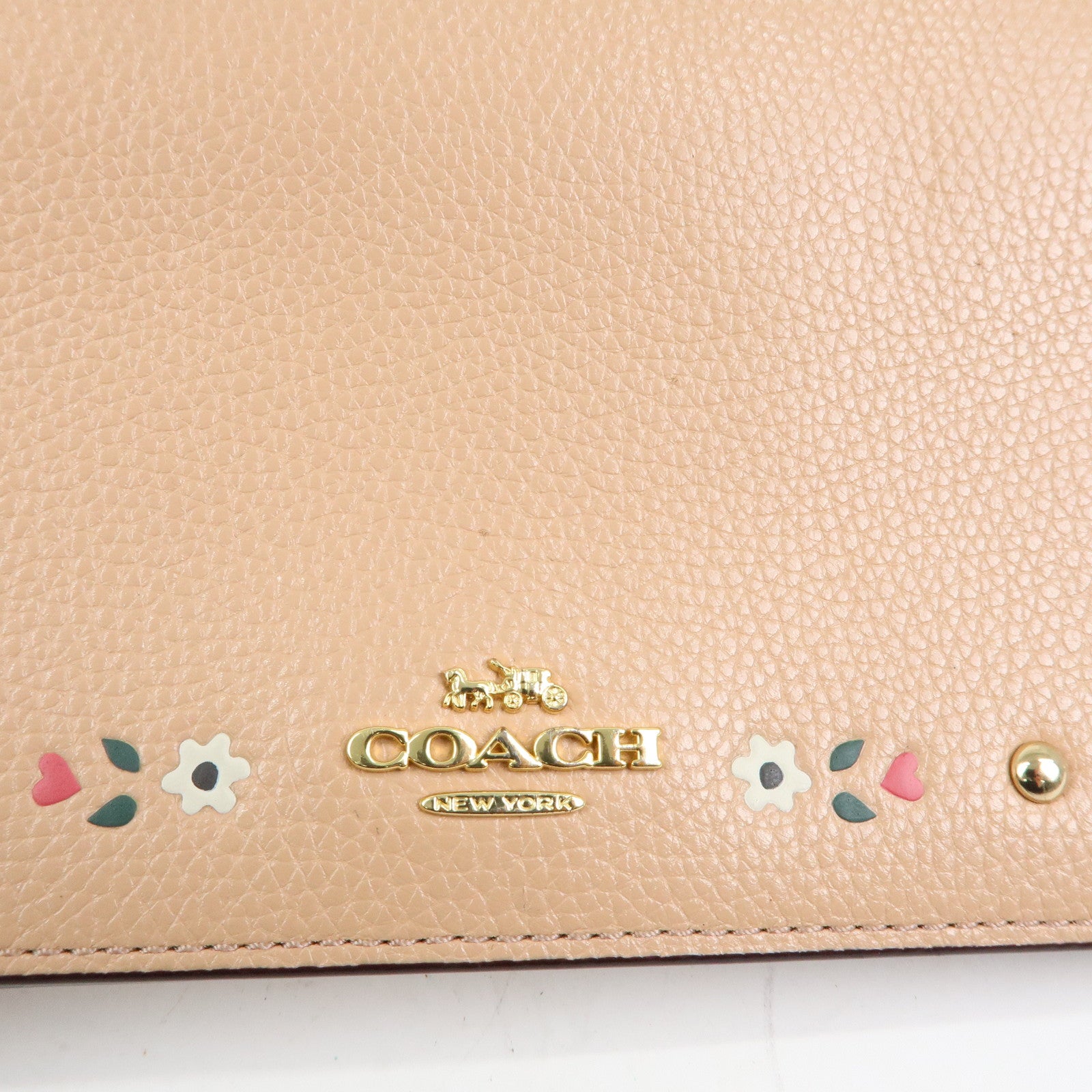 COACH Set of 2 Leather Shoulder Bag Shoulder Wallet Pink Beige