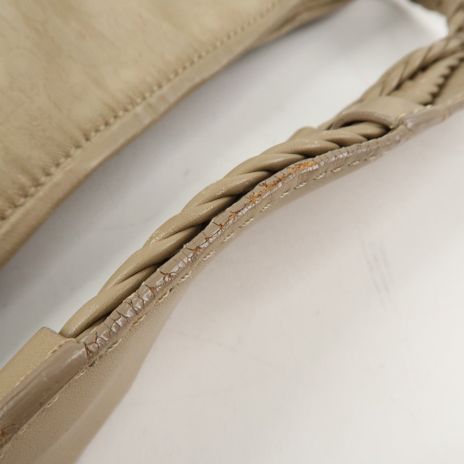 Christian Dior Trotter Canvas Leather Shoulder Bag Heart Charm Beige Used