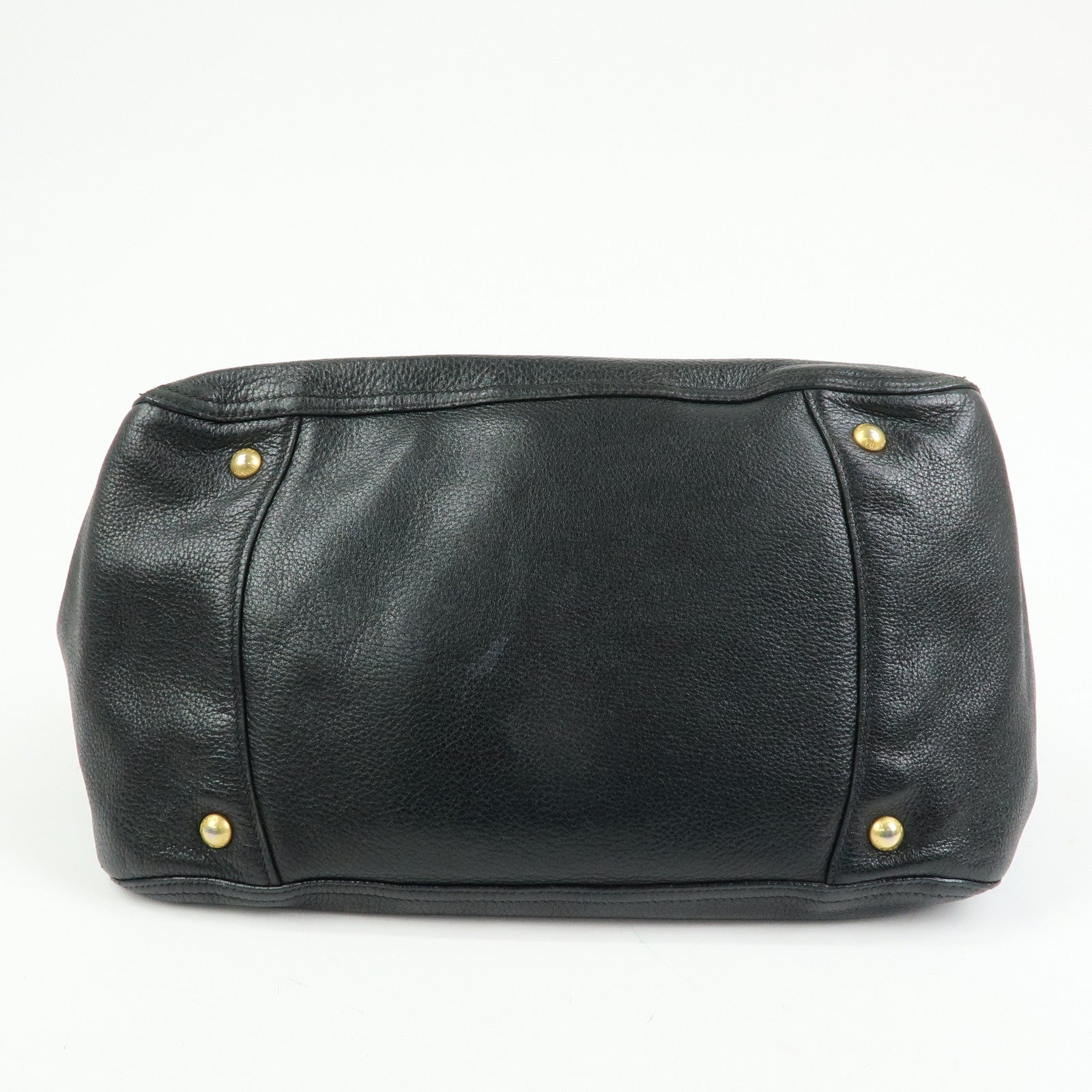 PRADA Logo Leather 2Way Bag Hand Bag Shoulder Bag Black BR4083