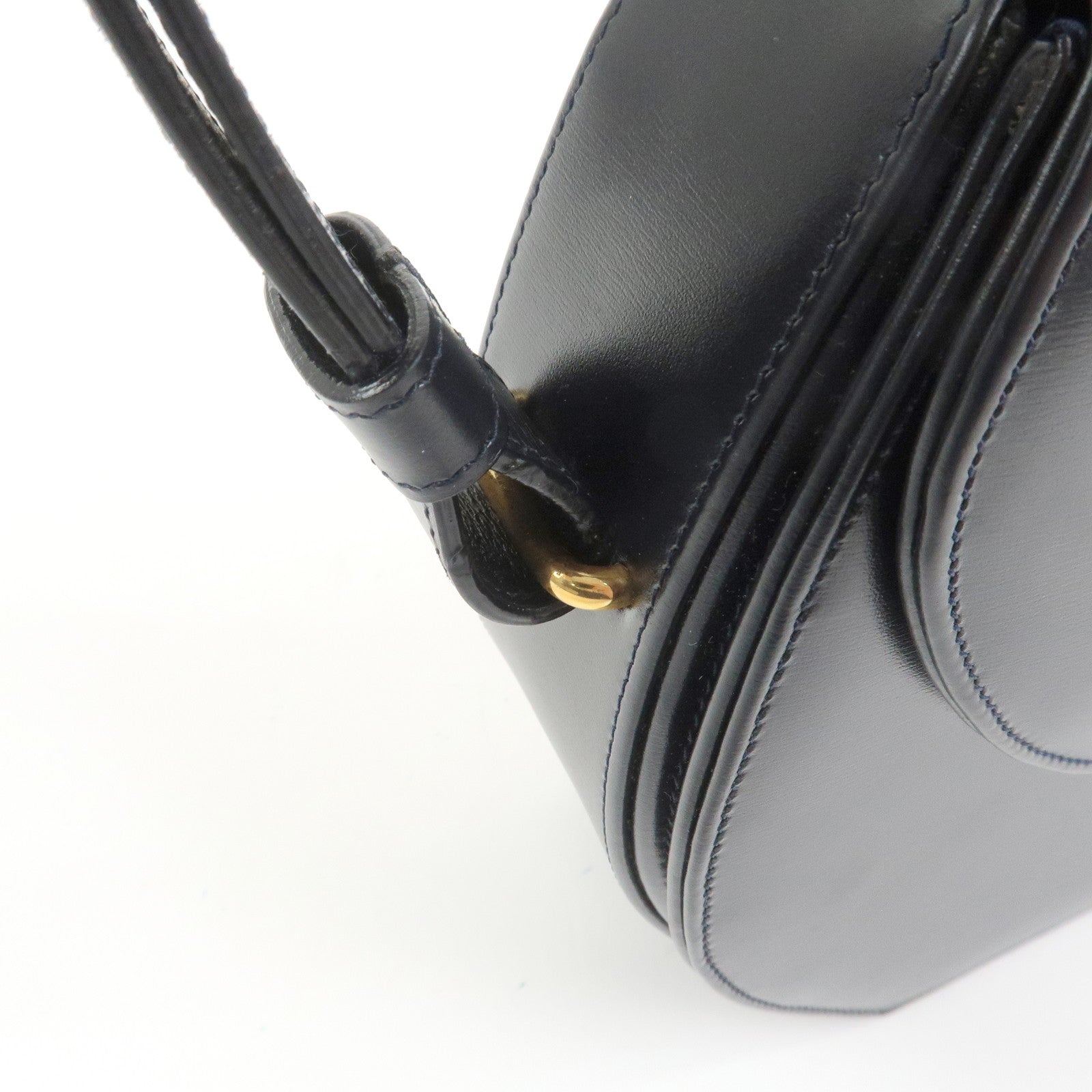 Cartier Sapphire Line Leather Sapphire Shoulder Bag Hand Bag Black