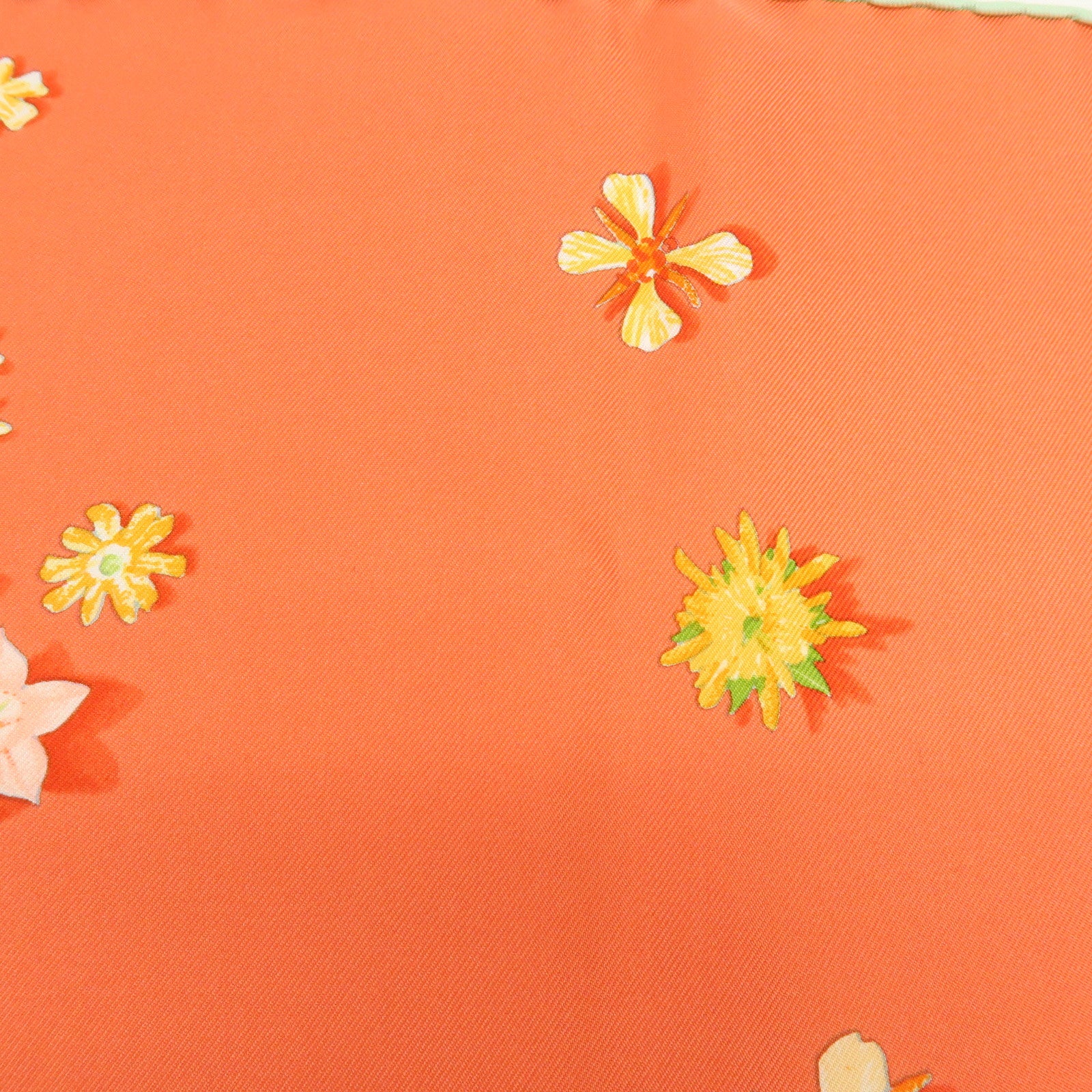 HERMES Carre 90 Silk 100% FLOWER POWER Scarf Orange