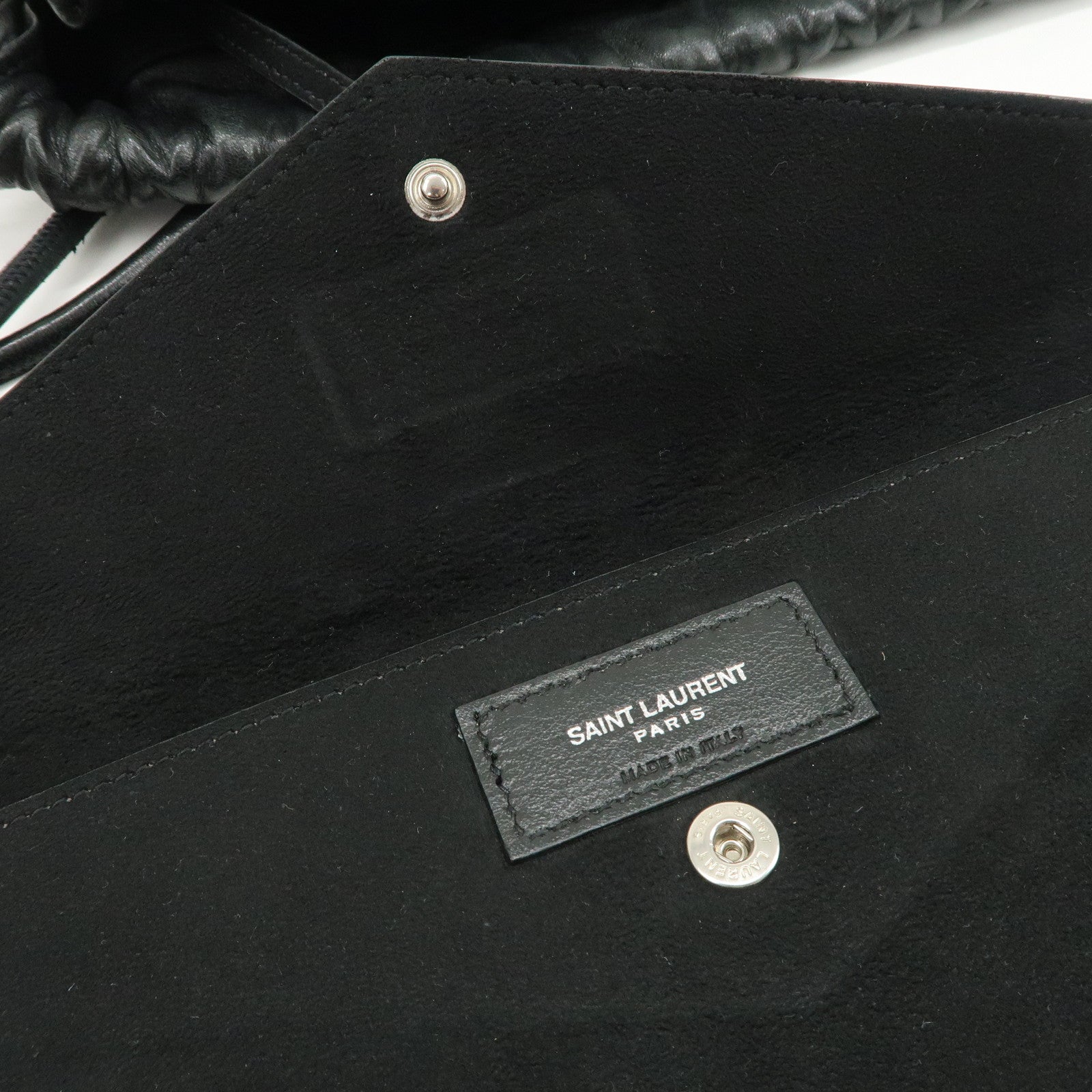 SAINT LAURENT PARIS TEDDY Lambskin Drawstring Backpack 553919