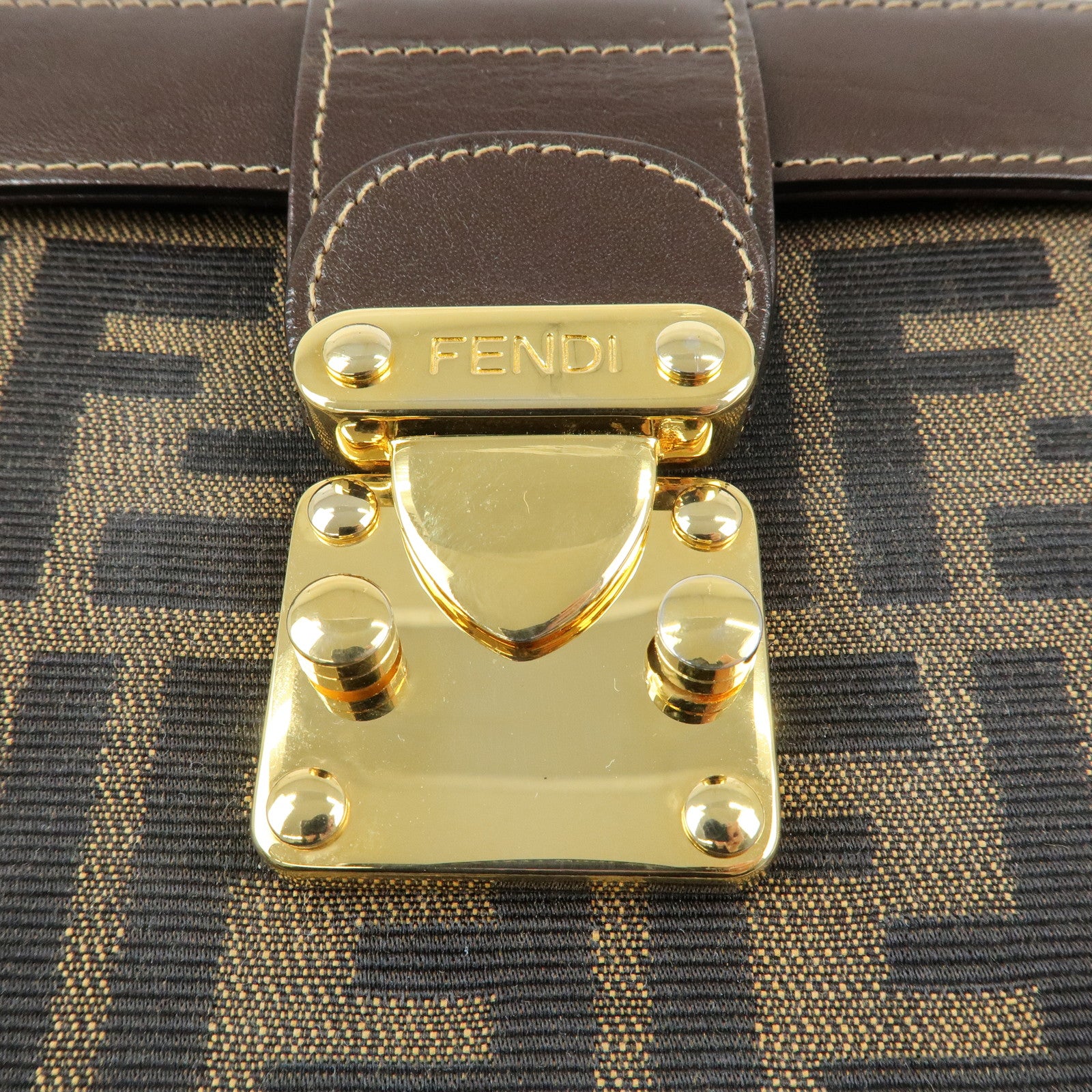 FENDI Zucca Canvas Leather 2Way Bag Hand Bag Shoulder Bag 914931