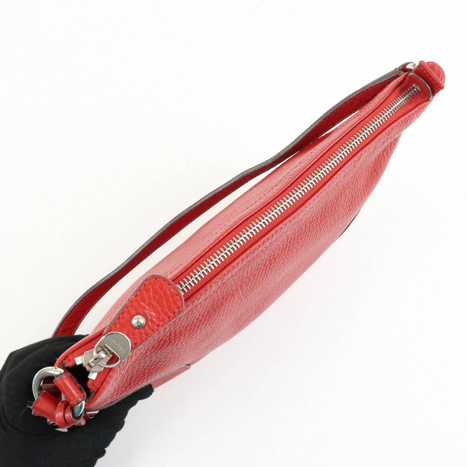 Ferragamo Gancini Leather Shoulder Bag Hand Bag Red