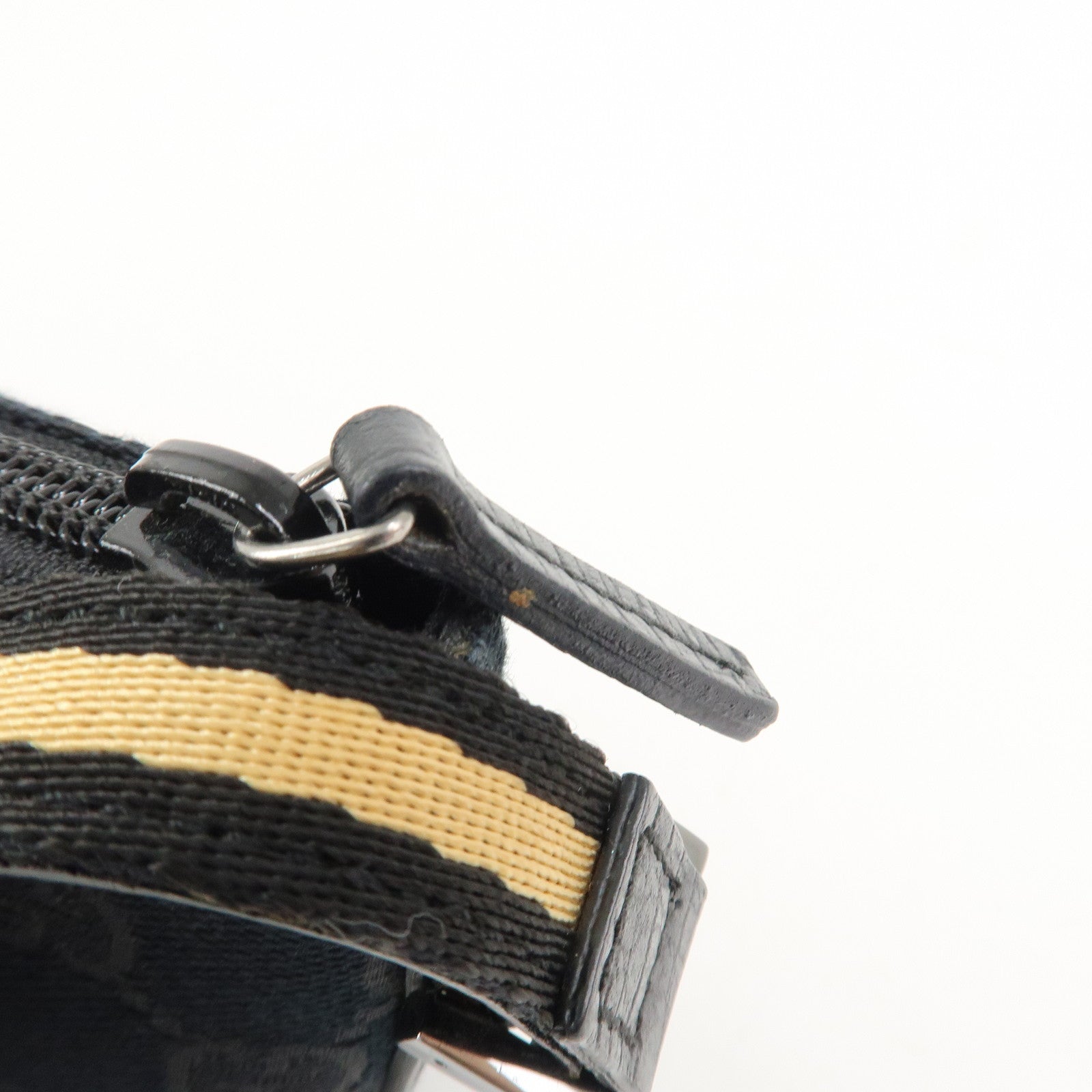 GUCCI Boat Bag Sherry GG Canvas Leather Hand Bag Black 141809