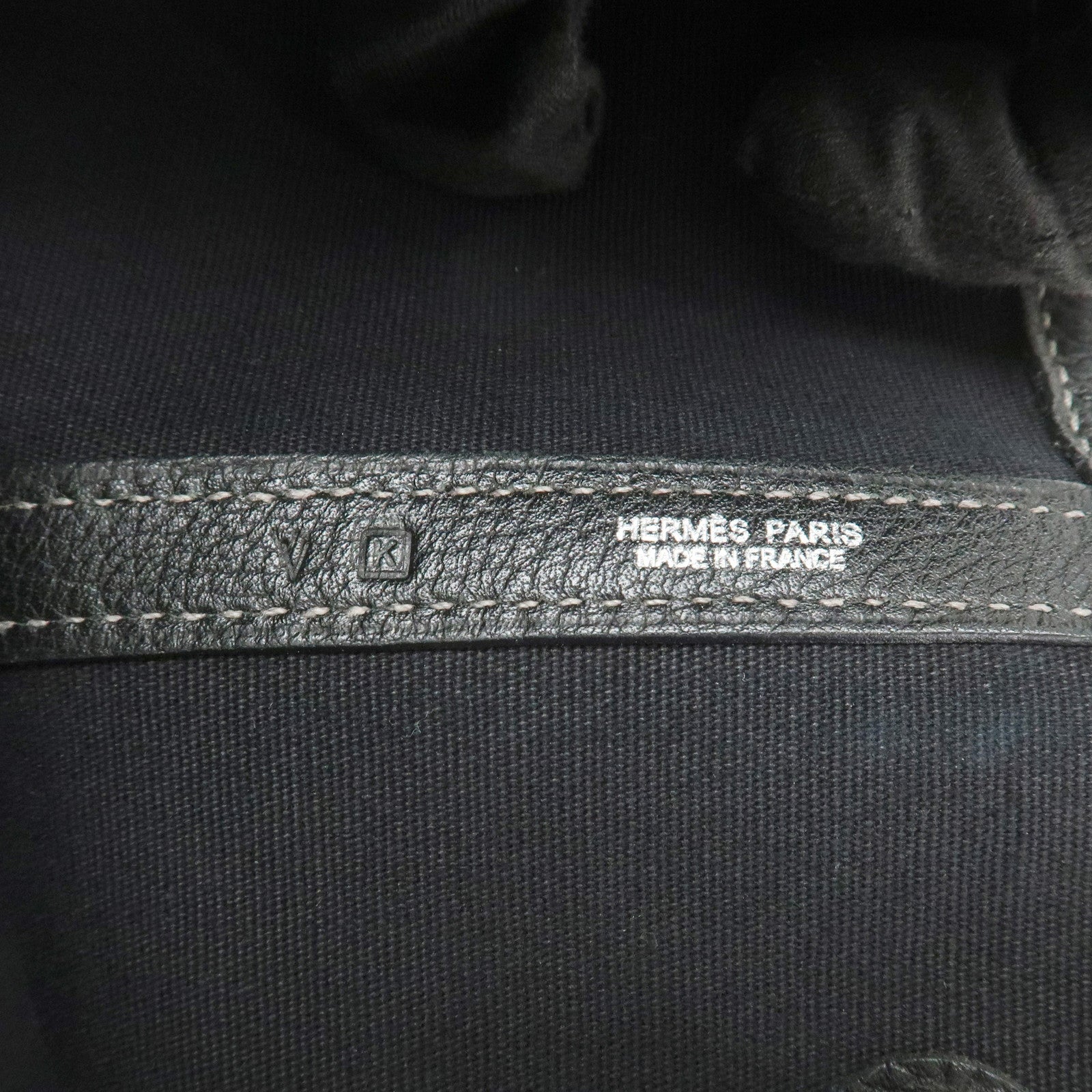 HERMES Garden Party PM Canvas Leather □K Stamped Tote Bag Black