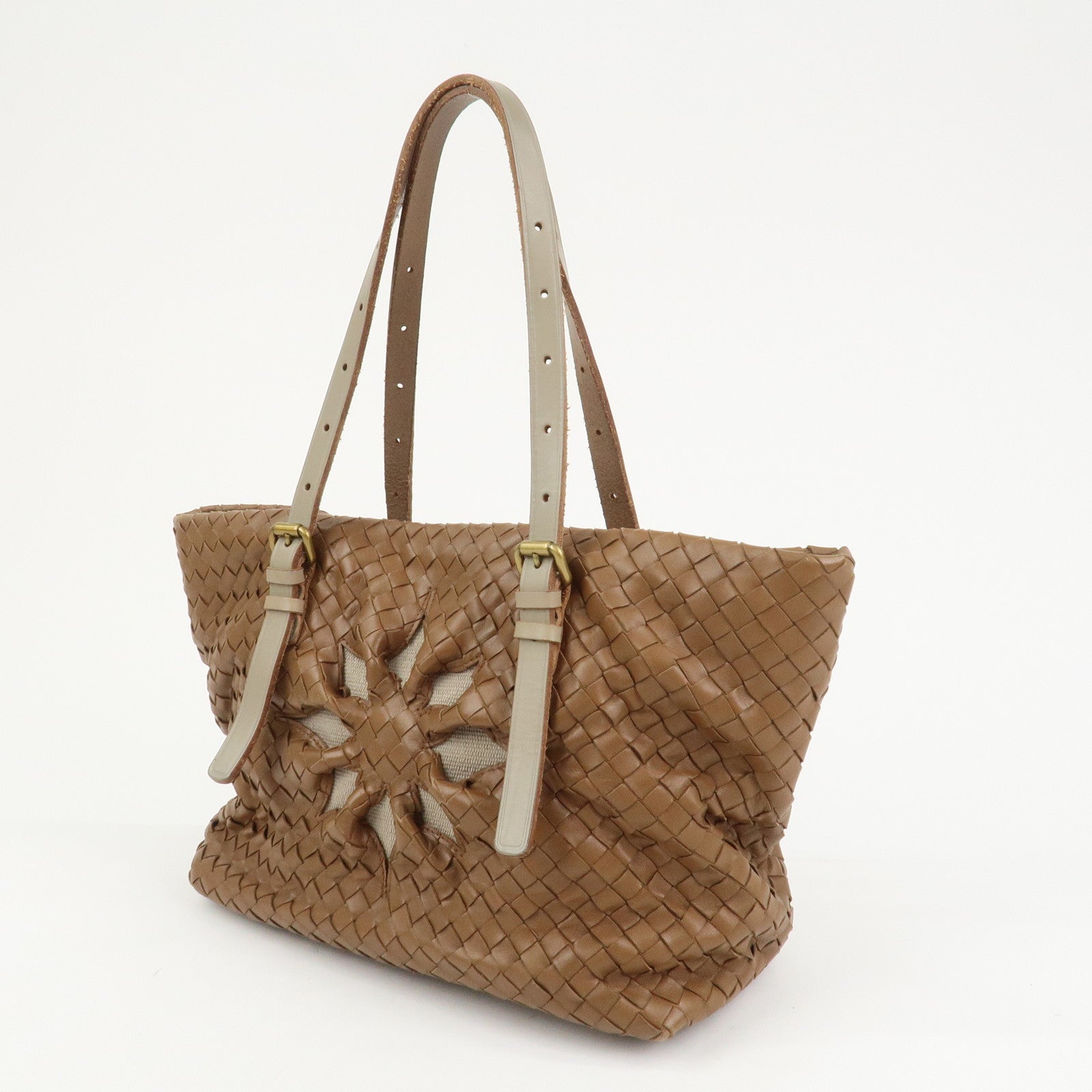 BOTTEGA VENETA Intrecciato Leather Tote Bag Shoulder Bag Brown