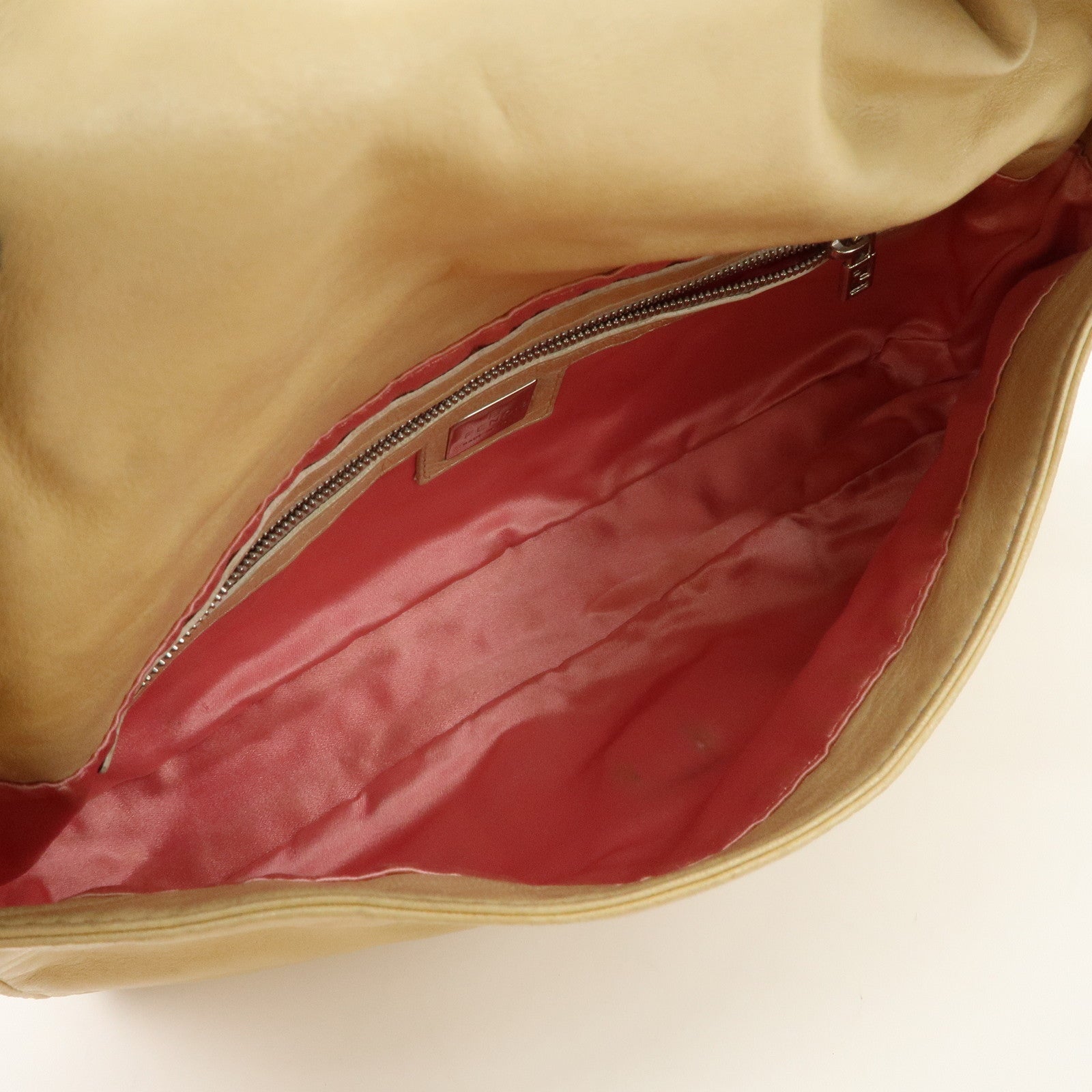 FENDI Mamma Baguette Leather Shoulder Bag Hand Bag Ivory 26424