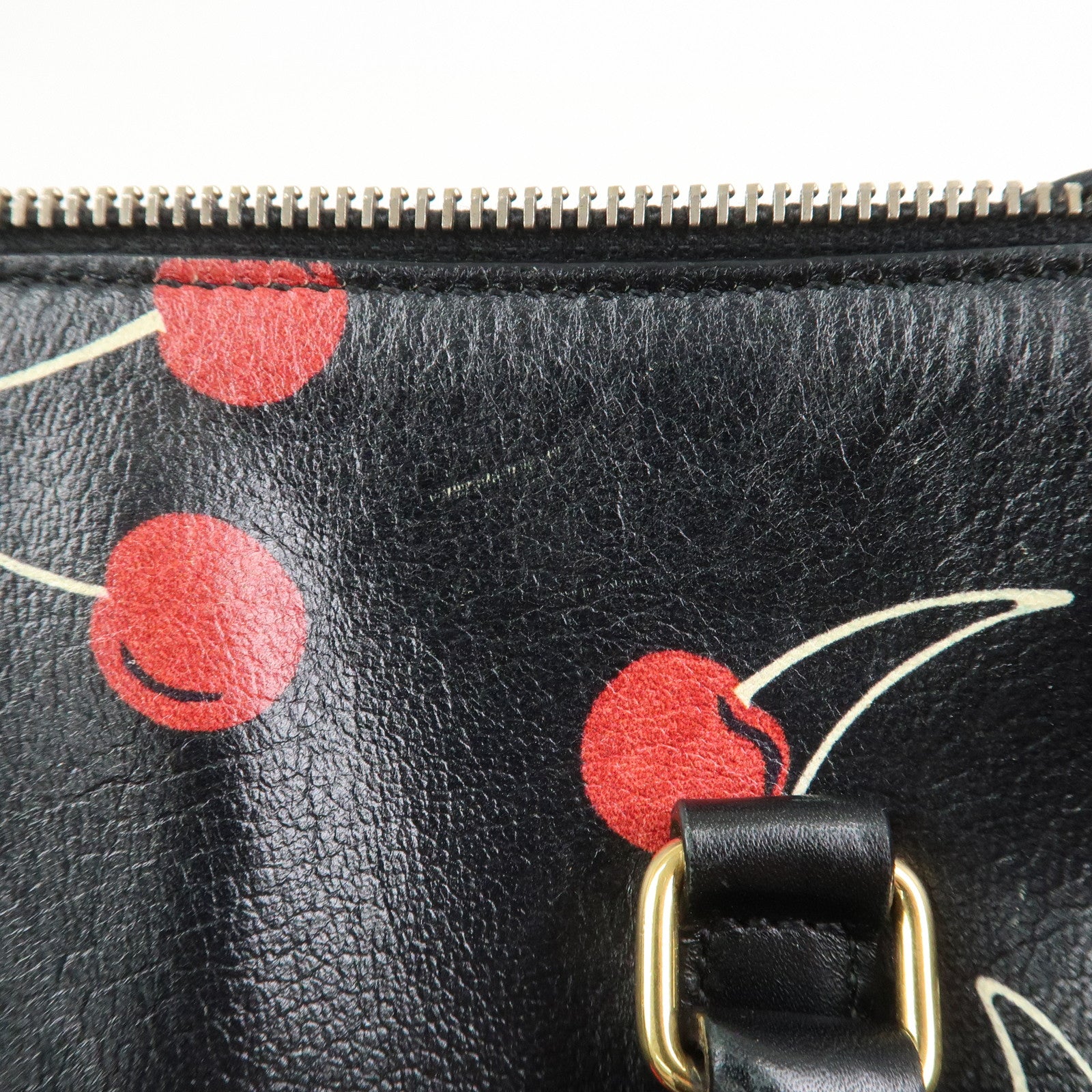 SAINT LAURENT PARIS Baby Duffle Leather Cherry 2Way Hand Bag 330958