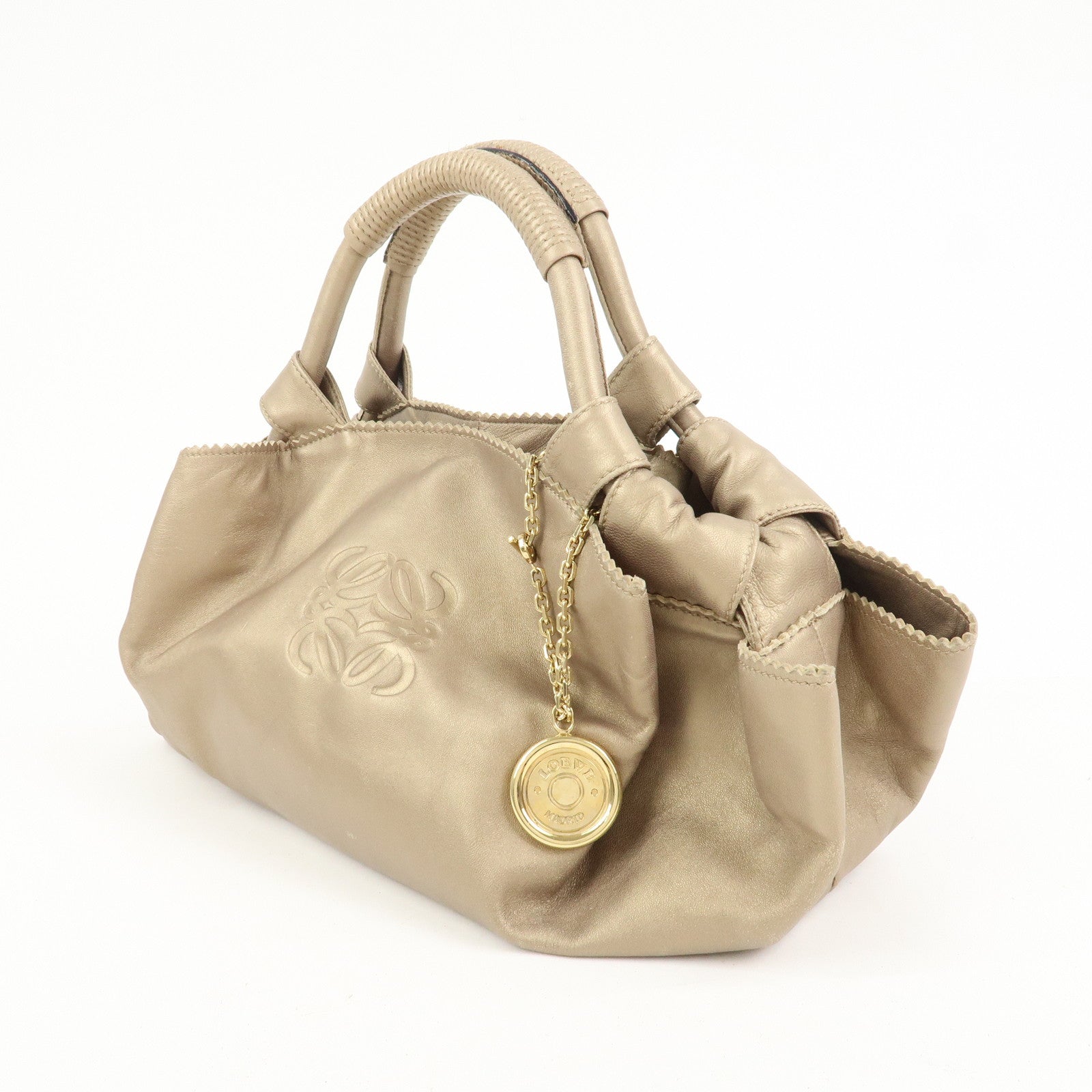 LOEWE Anagram Nappa Aire Leather Hand Bag Shoulder Bag Gold